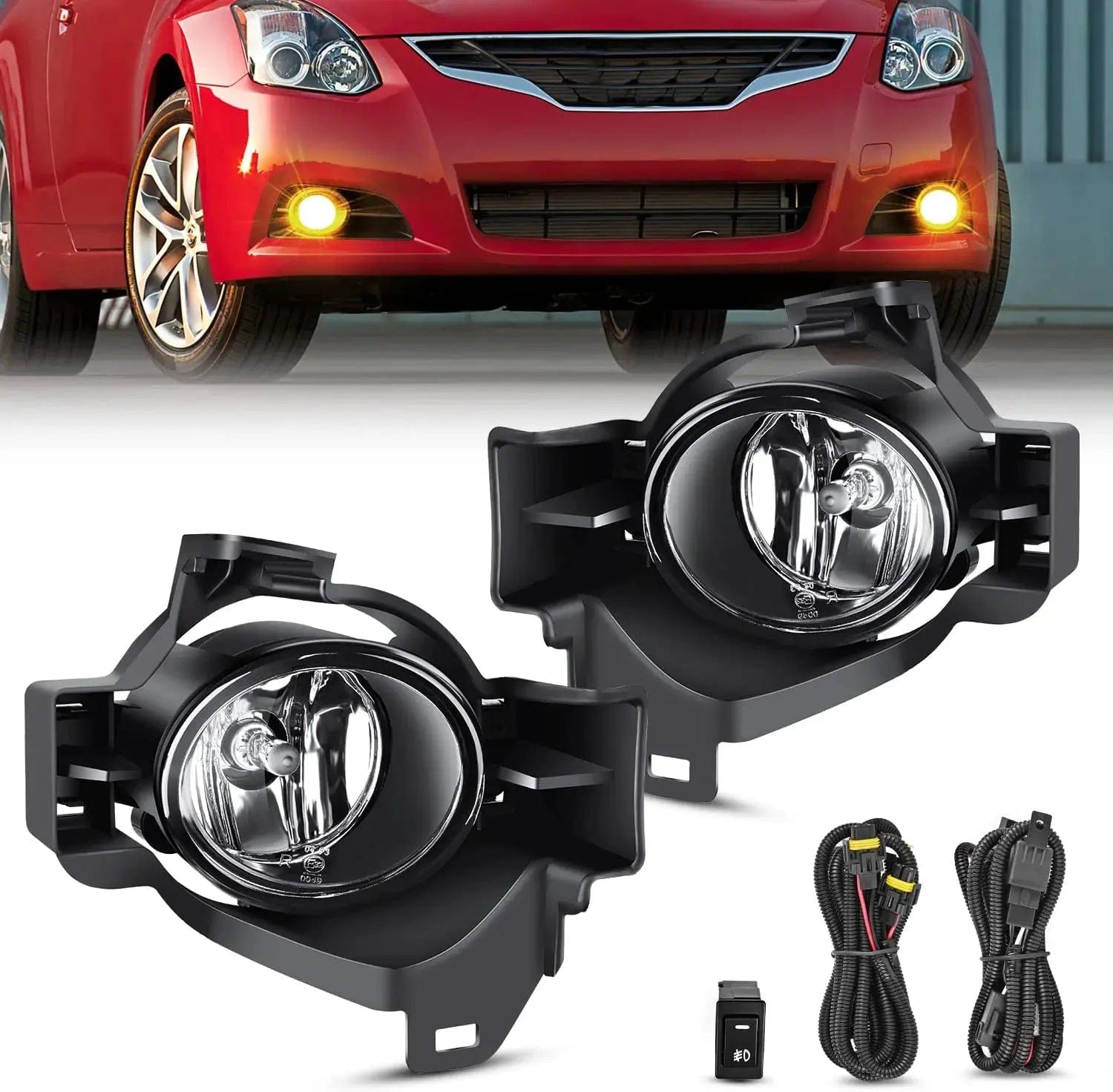 2010-2012 Nissan Altima Fog Light Assembly with Clear Lens - Replacement for Front Bumper Driving Lights - Perfect for Night Driving and Foggy Conditions