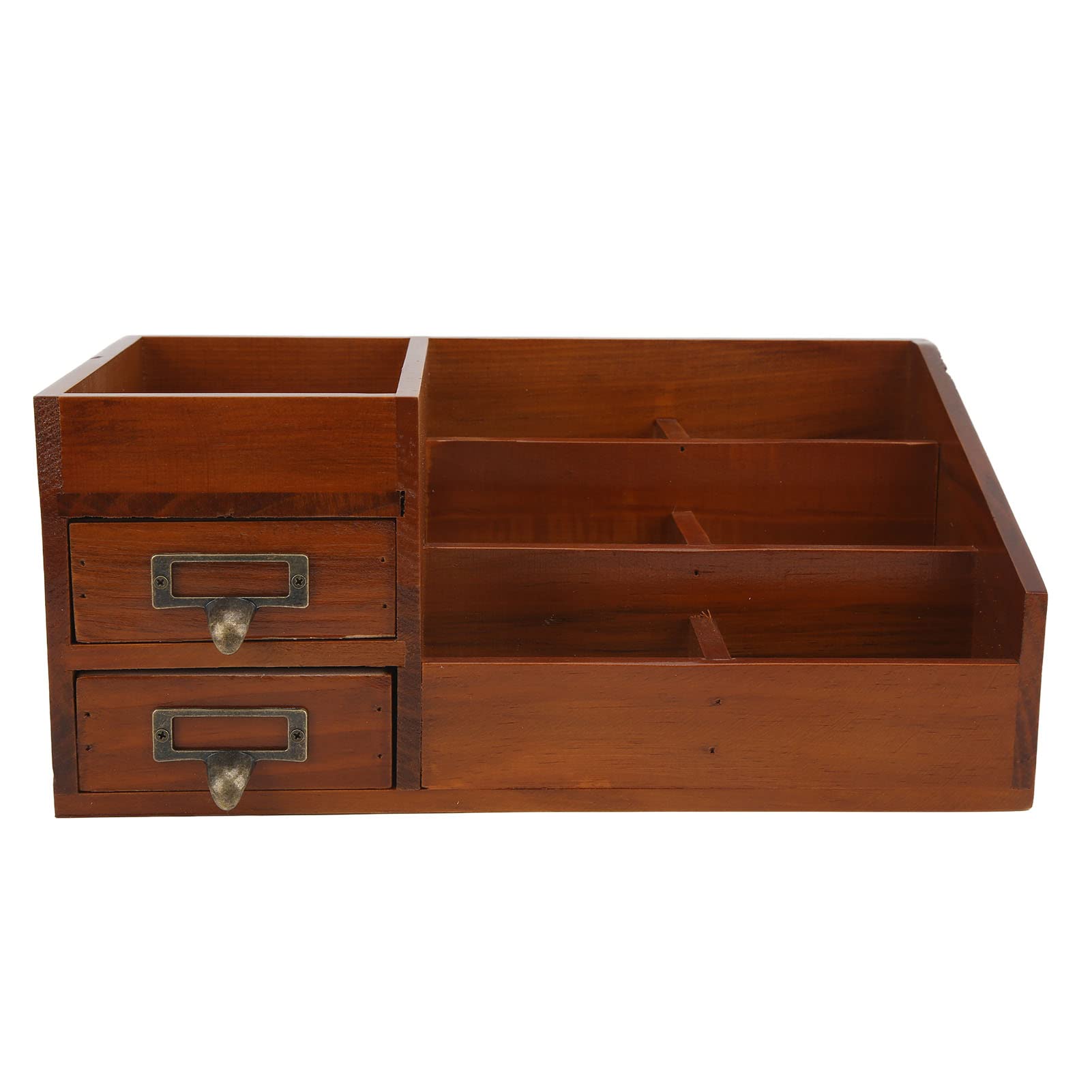 Jeanoko Wood Desk Organizer with 2 Drawers - Eco-Friendly Large Partition Office Supply & Cosmetic Storage - Perfect for Home Office, Vanity, and School Stationery Organization