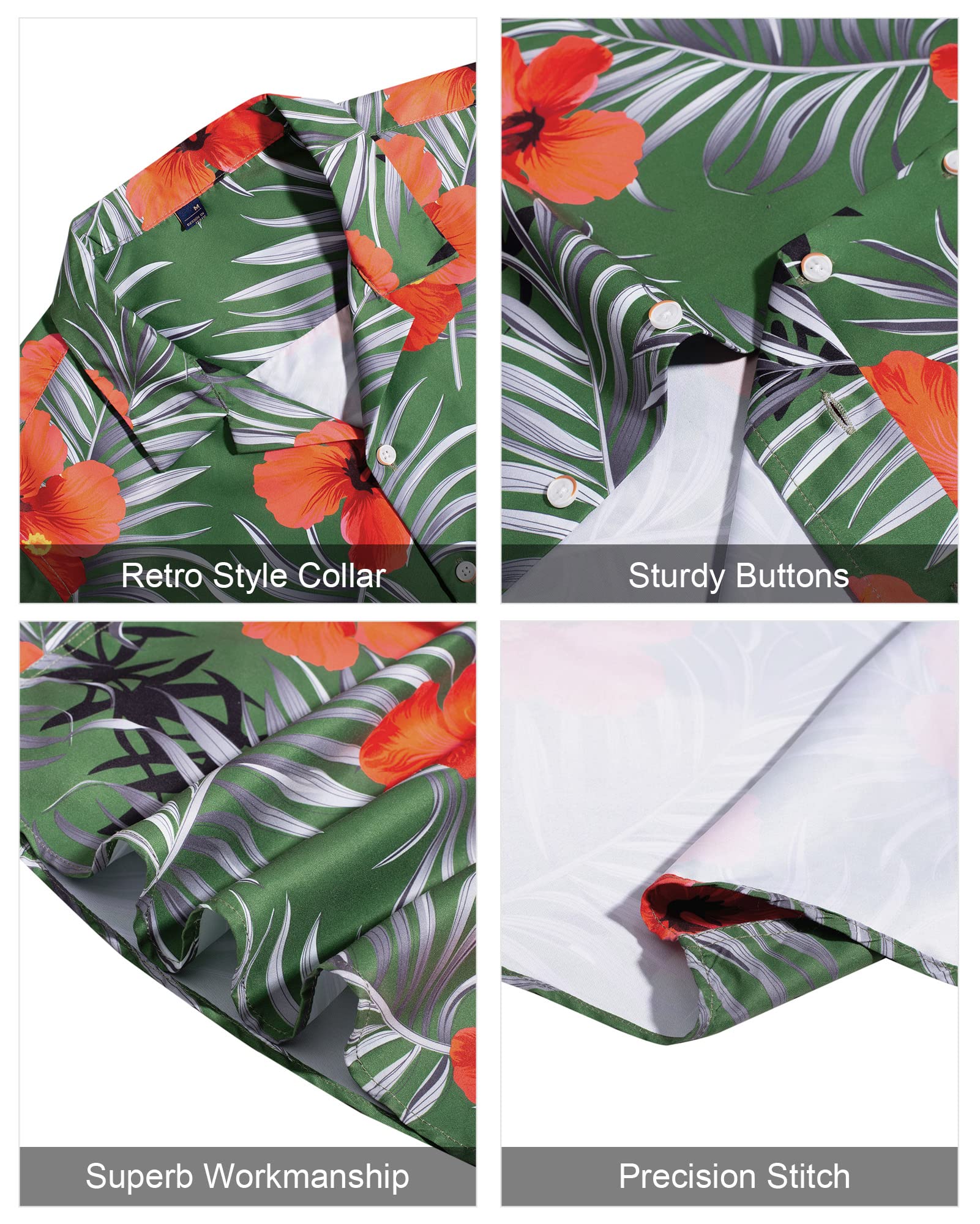 **J.VER Men's Hawaiian Shirts & Shorts Set - Tropical Print Short Sleeve Button Down Shirt with Matching Swim Trunks - Beach Vacation, Luau Party, Summer Casual Outfit**
