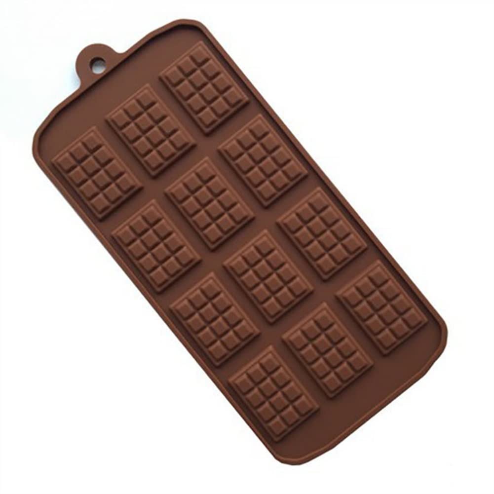 HOSMENDFOE 12-Cavity Silicone Chocolate Mold Set - Premium Fondant Waffle Molds for DIY Candy Bars, Cake Decorating, Baking Tools & Kitchen Accessories - Perfect for Home Baking, Party Treats, and Holiday Desserts