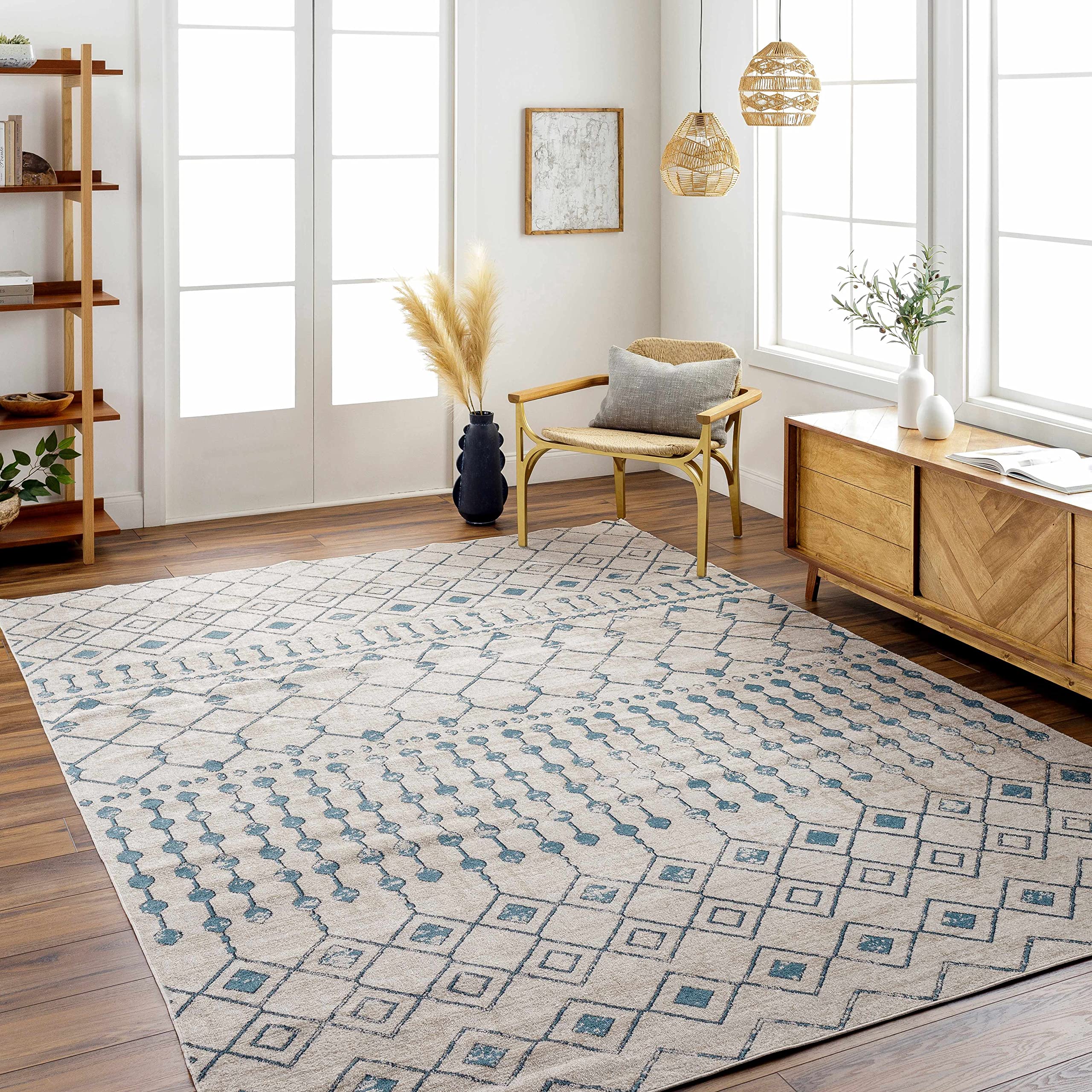 Machine Washable Hauteloom Cabognon Area Rug - Blue & Beige 9'3