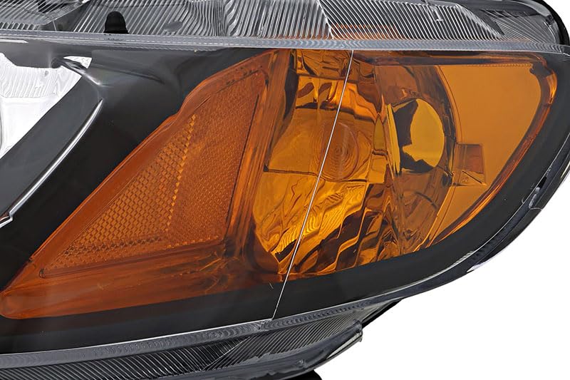 2006-2008 Honda Civic Sedan Headlight Assembly Kit - Halogen Headlamp Replacement for Driver & Passenger Side | Perfect for Night Driving & Road Safety