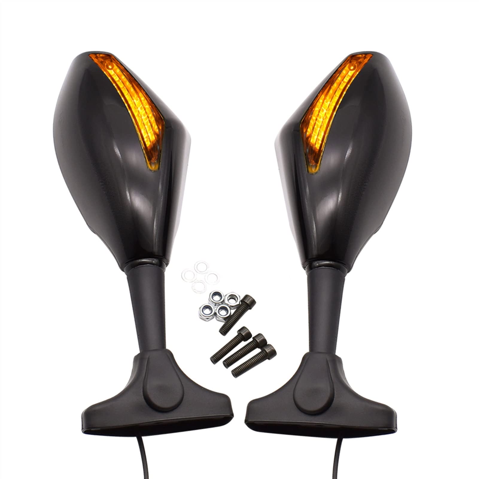 LED Motorcycle Rearview Mirrors with Turn Signals - Universal Fit for Suzuki GSF600 Bandit, Burgman 400, GS1000, GS500E - Enhanced Safety & Visibility for Night Riding & City Commuting