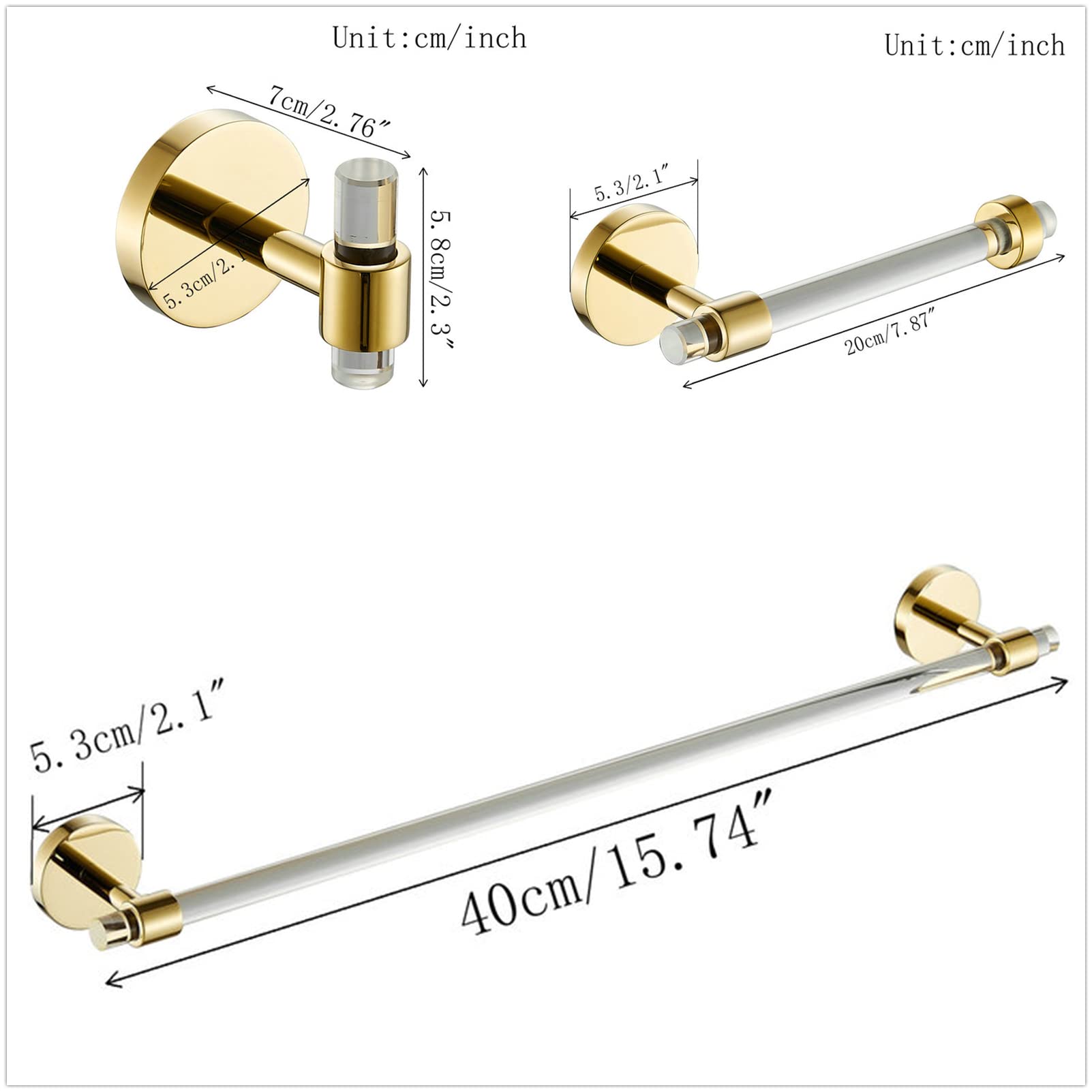 3-Piece Gold Bathroom Accessories Set - 16