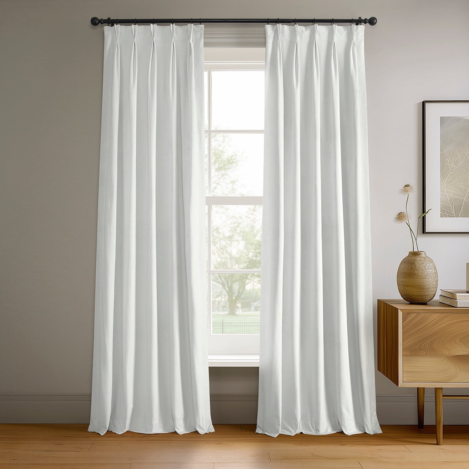 Custom White Velvet Signature Curtains - Elegant & Soft Window Drapes for Living Room, Bedroom & Home Decor