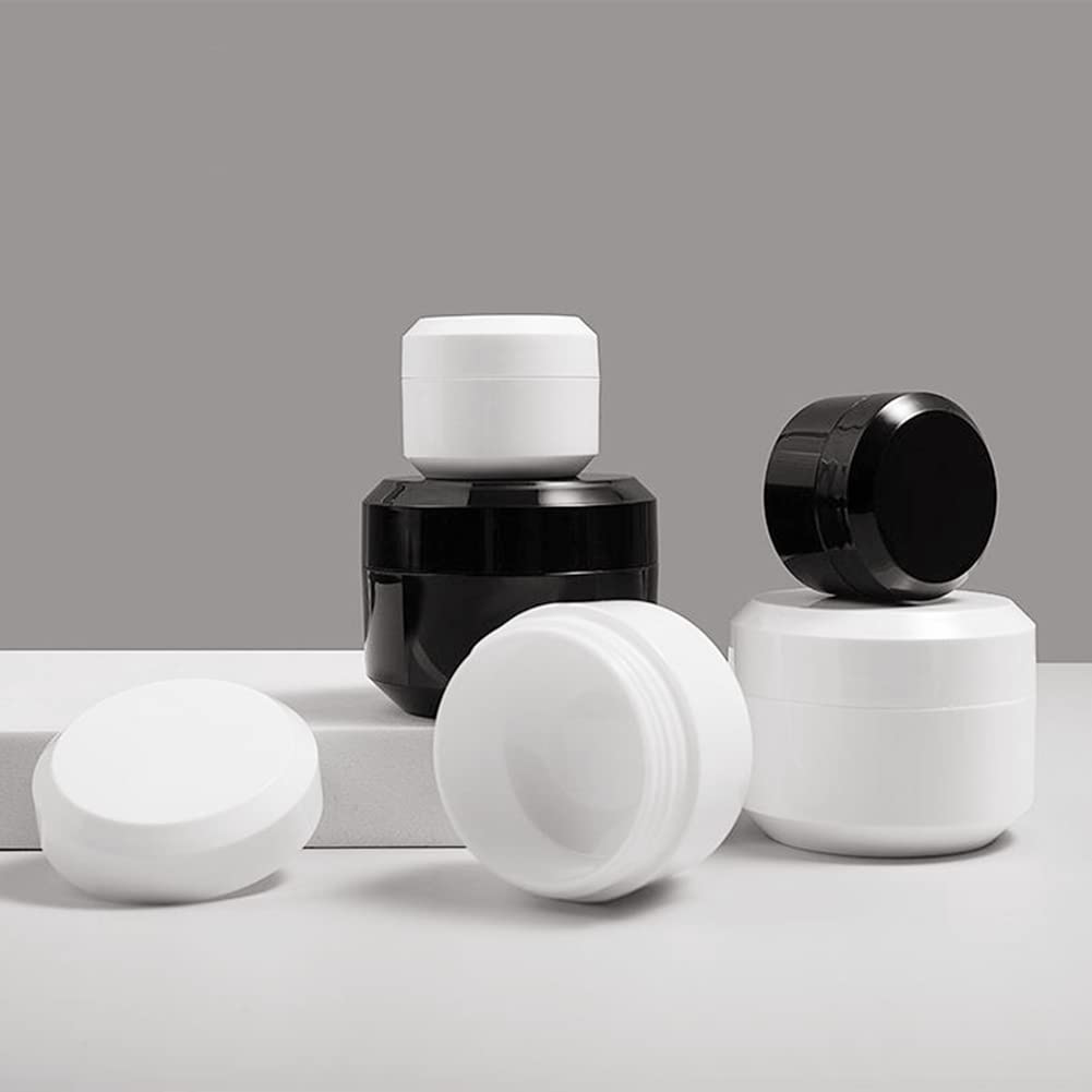 4-Piece Black Plastic Round Travel Containers with Lids - Leak-Proof Cosmetic Jars for Eye Cream, Face Moisturizer & Hand Lotion (4 Sizes) | Perfect for Airplane Toiletries & Mini Skincare Organization