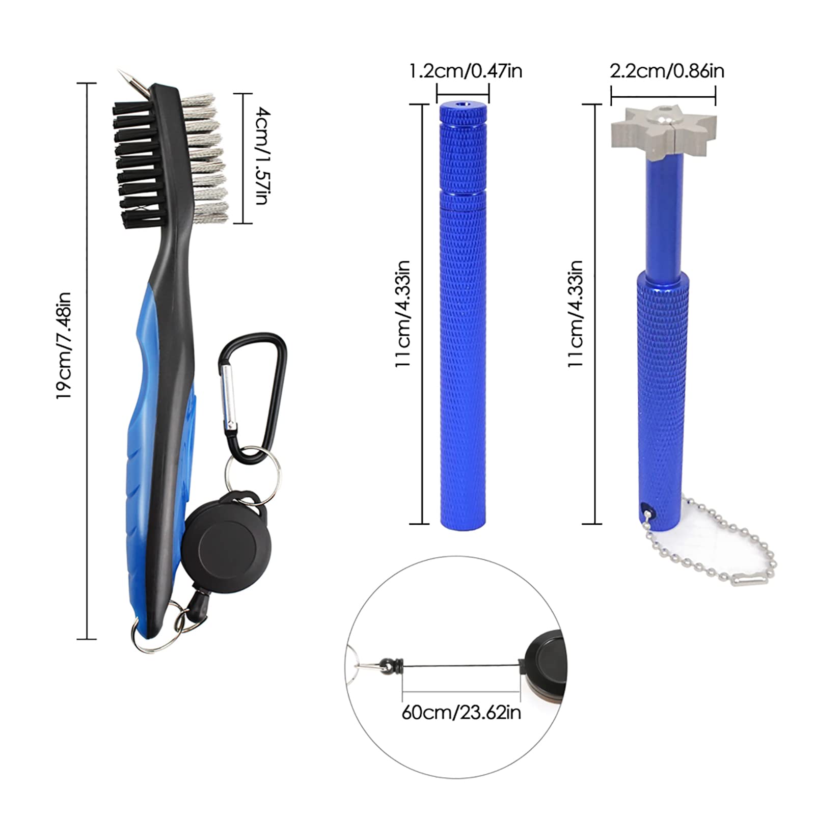VIPMOON Golf Club Groove Sharpener Tool - Golf Brush & Groove Cleaner with Retractable Zip-line Aluminum Carabiner - Wedge & Iron Groove Sharpener for U & V Grooves - Perfect Golf Accessories for Men - Ideal for Course Maintenance & Club Care