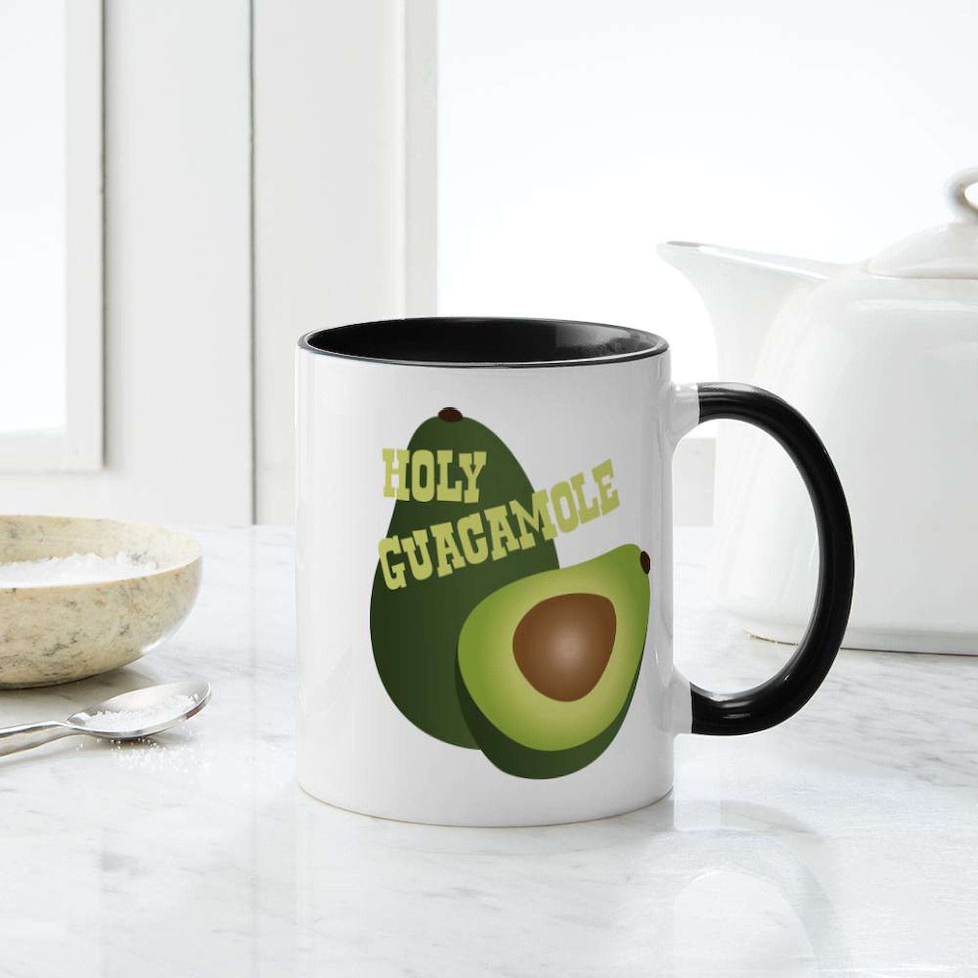 HOLY GUACAMOLE 11 oz (325 ml) Ceramic Coffee Mug - Funny Novelty Gift for Avocado Lovers, Perfect for Home, Office & Coffee Breaks
