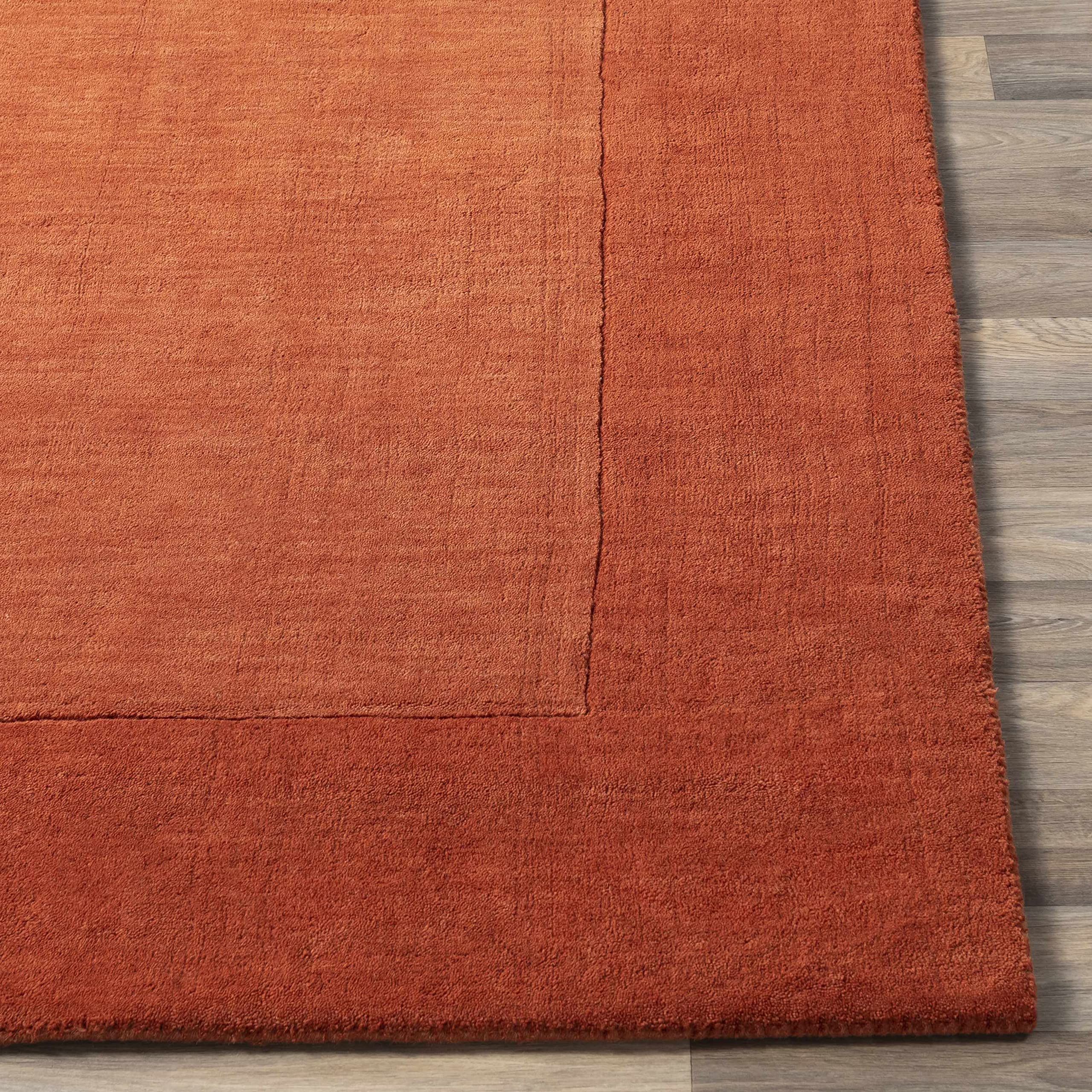 Hauteloom Lowmansville Wool Area Rug for Living Room & Bedroom - Solid Red with Border - 2' x 3' - Soft & Durable - Perfect for Cozy Home Decor