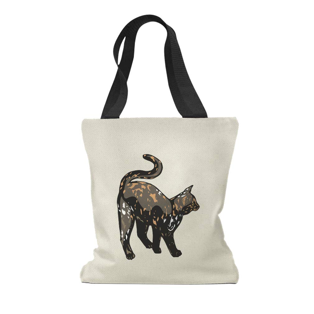 Custom Tortoiseshell Cat Canvas Tote Bag - Reusable Shopping & Beach Bag for Women (Black Design) - Perfect for Groceries, Travel & Eco-Friendly Outings