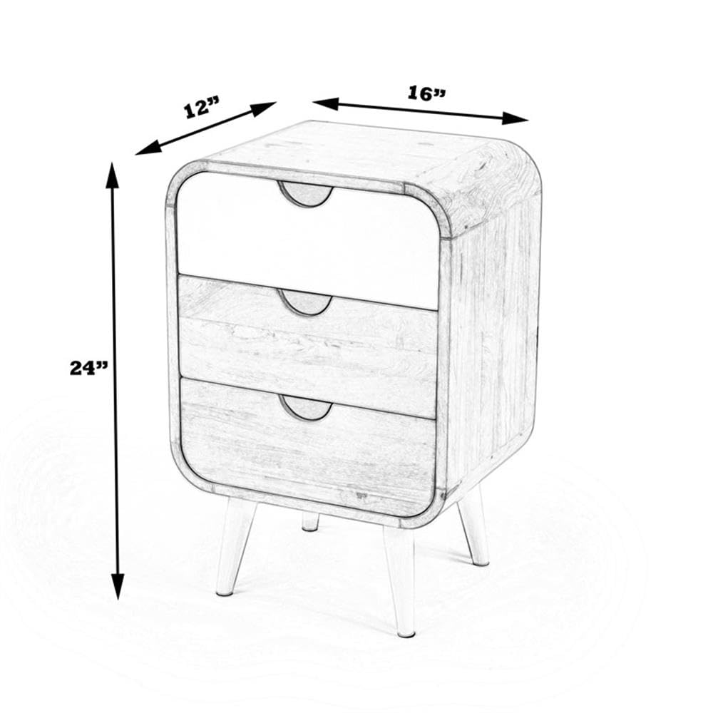 Danville Beige Mango Wood Modern End Table with Storage Shelf - Stylish Nightstand or Living Room Accent Table for Small Spaces