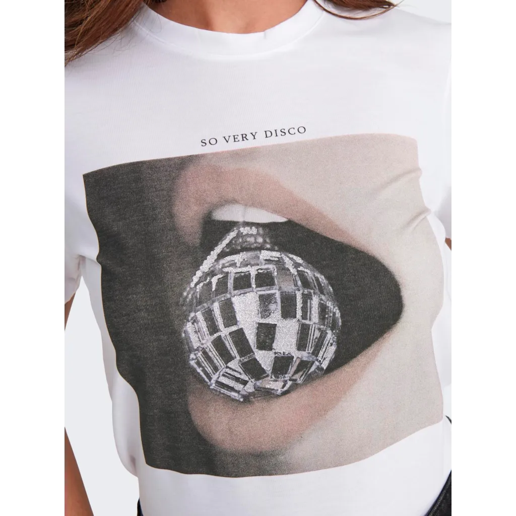 Vero Moda Melina Disco Tee - Women's Trendy Graphic T-Shirt for Casual Wear & Night Out | Perfect for Parties, Concerts & Everyday Fashion