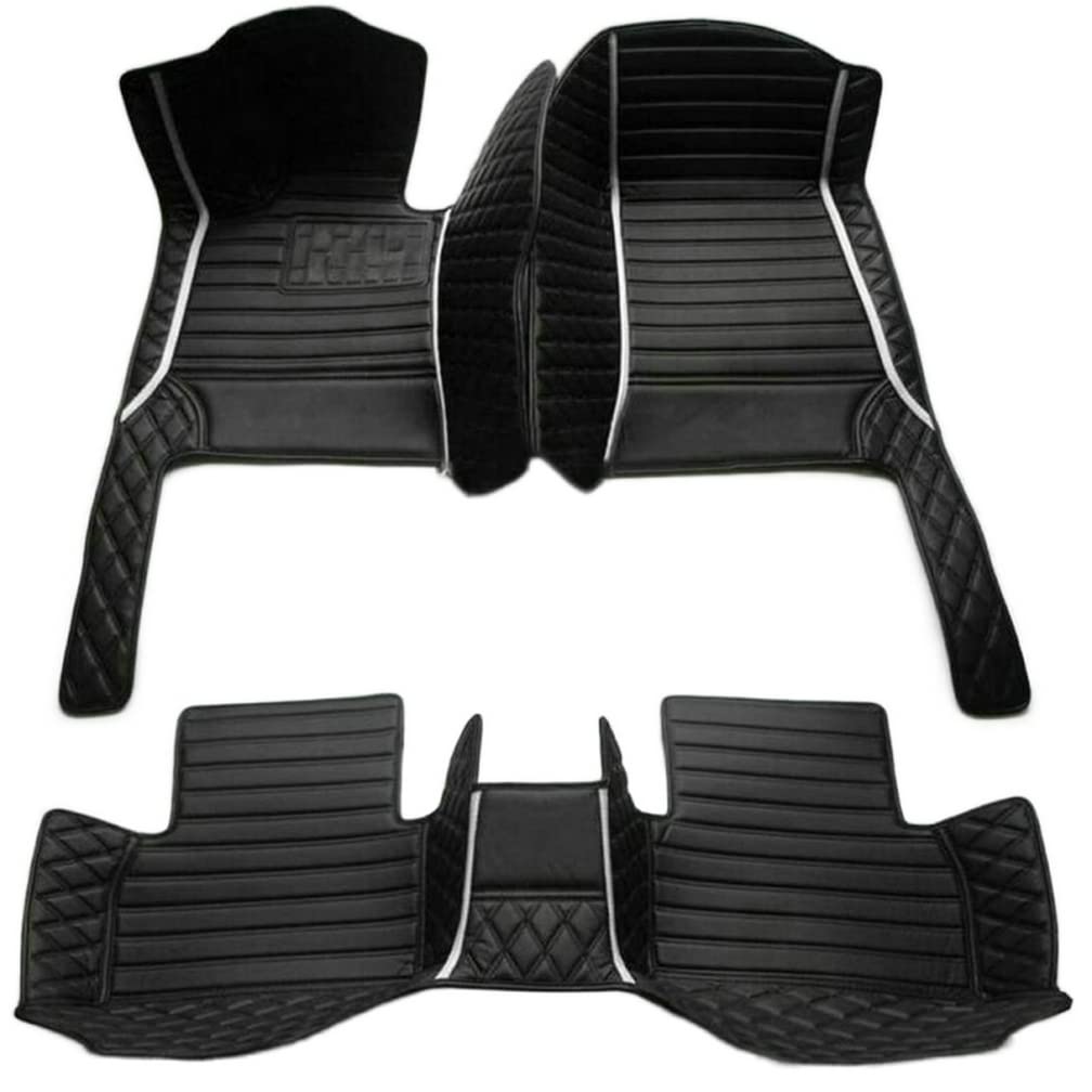 Custom Leather Car Floor Mats for Sedan & SUV - Premium Stitched Design in Black, Red, Pink & White - Universal Fit for Men & Women - Tapetes para Carro - Perfect for Daily Commute, Road Trips & Vehicle Protection