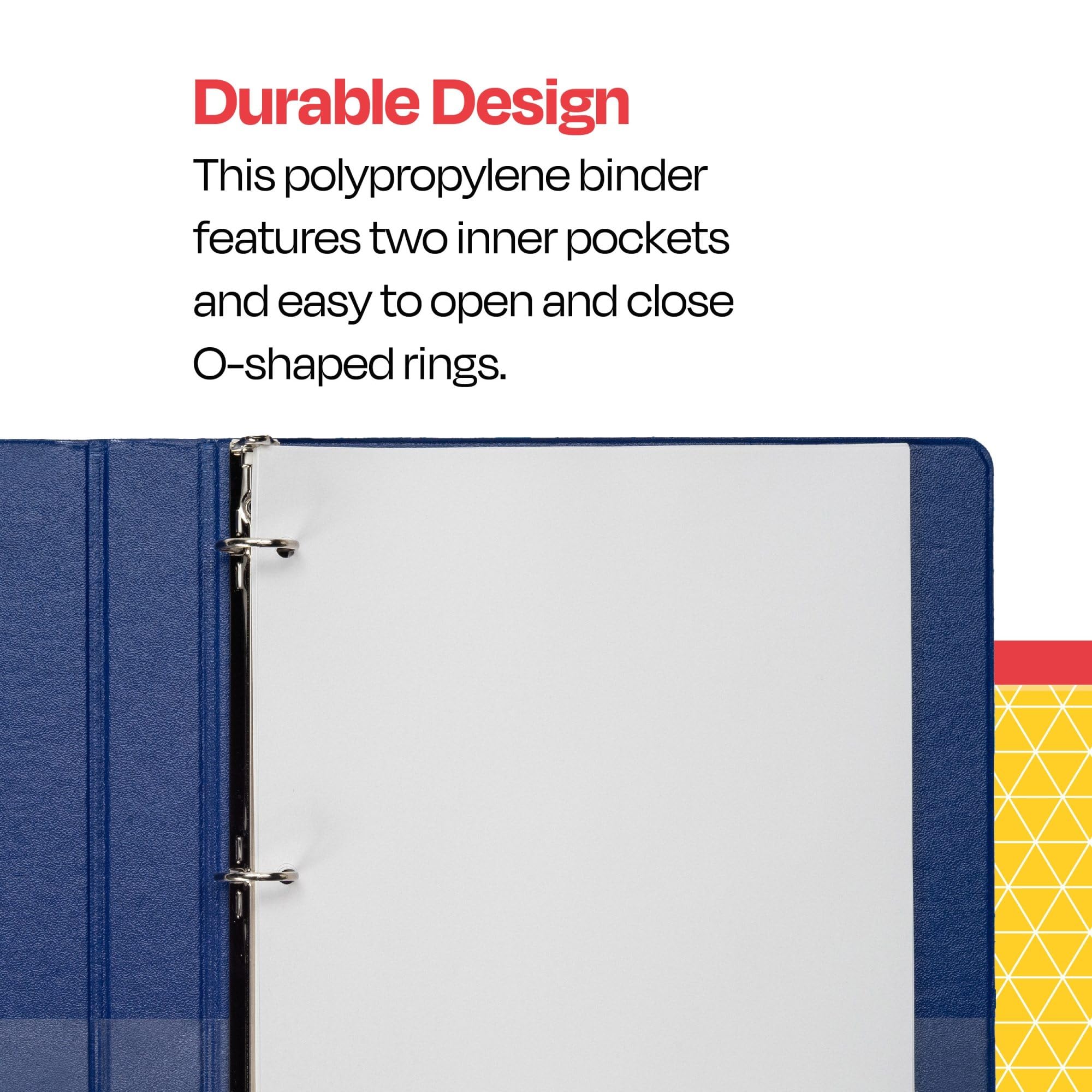 School Smart 1 Inch Blue Round Ring Binder - Durable Polypropylene Binder for School, Office & Home Organization | Perfect for Students, Teachers & Professionals