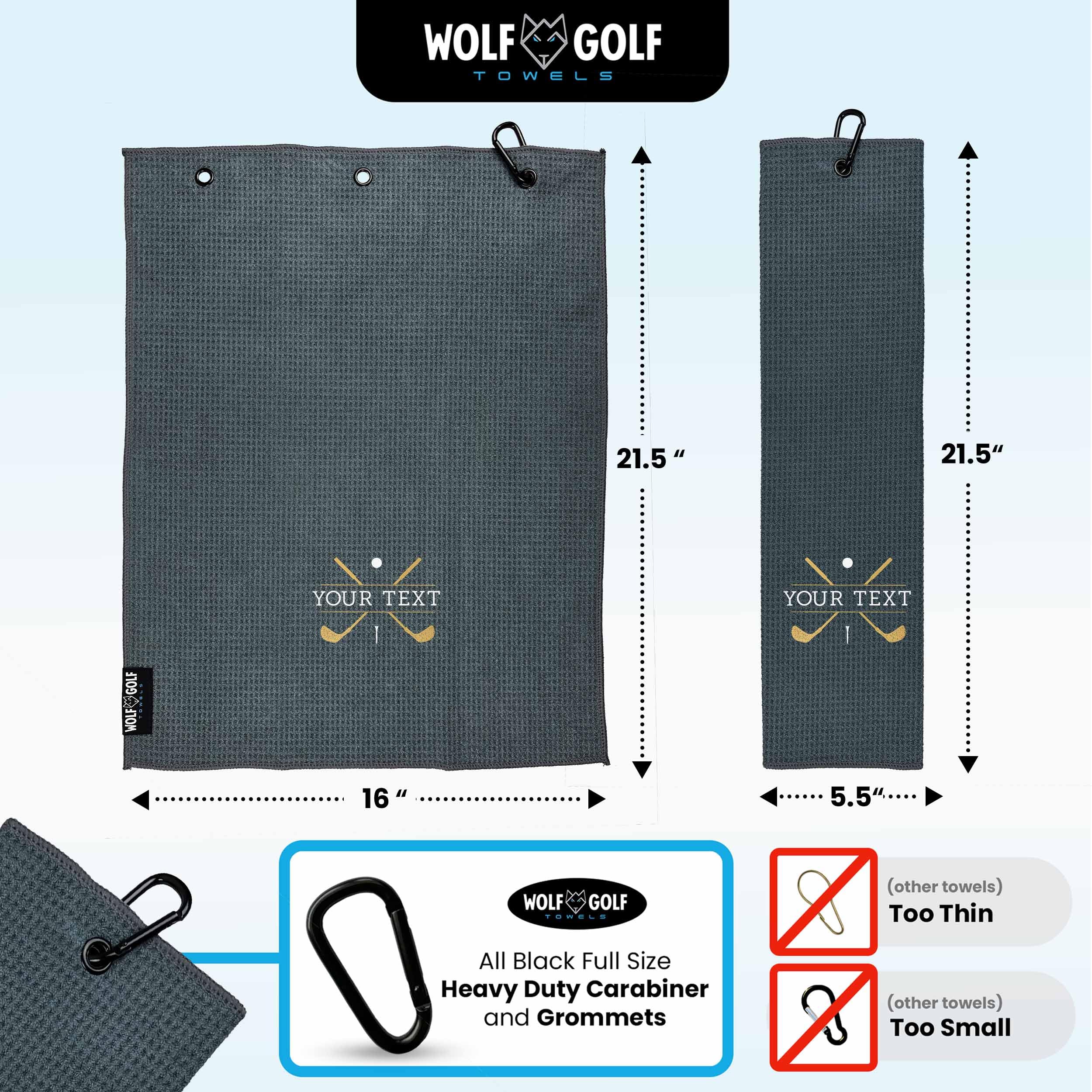 Custom Personalized Golf Towel for Golf Bags - Monogrammed Sports Towel for Men & Women - Perfect for Golf Courses, Driving Range & Club Gifts