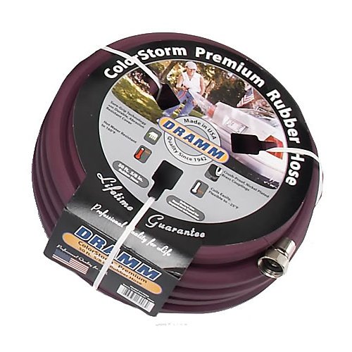 Dramm Colorstorm Premium Rubber Garden Hose - Heavy Duty, Flexible, Kink-Free, 50ft, 5/8 inch, Berry Red - Perfect for Watering Plants, Lawn Care, and Outdoor Cleaning