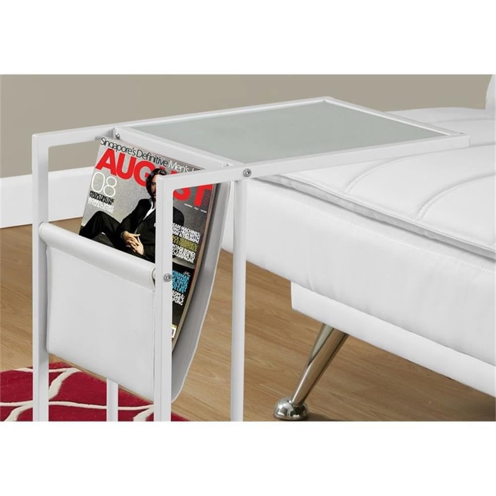 White Metal Side Table with Magazine Rack - Set of 2 Modern End Tables for Living Room, Bedroom, or Patio Decor
