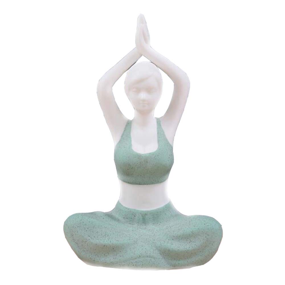 DRAGON SONIC Ceramic Yoga Pose Statue - Light Green Handcrafted Home Decor | Meditation Room, Yoga Studio & Zen Garden Decoration