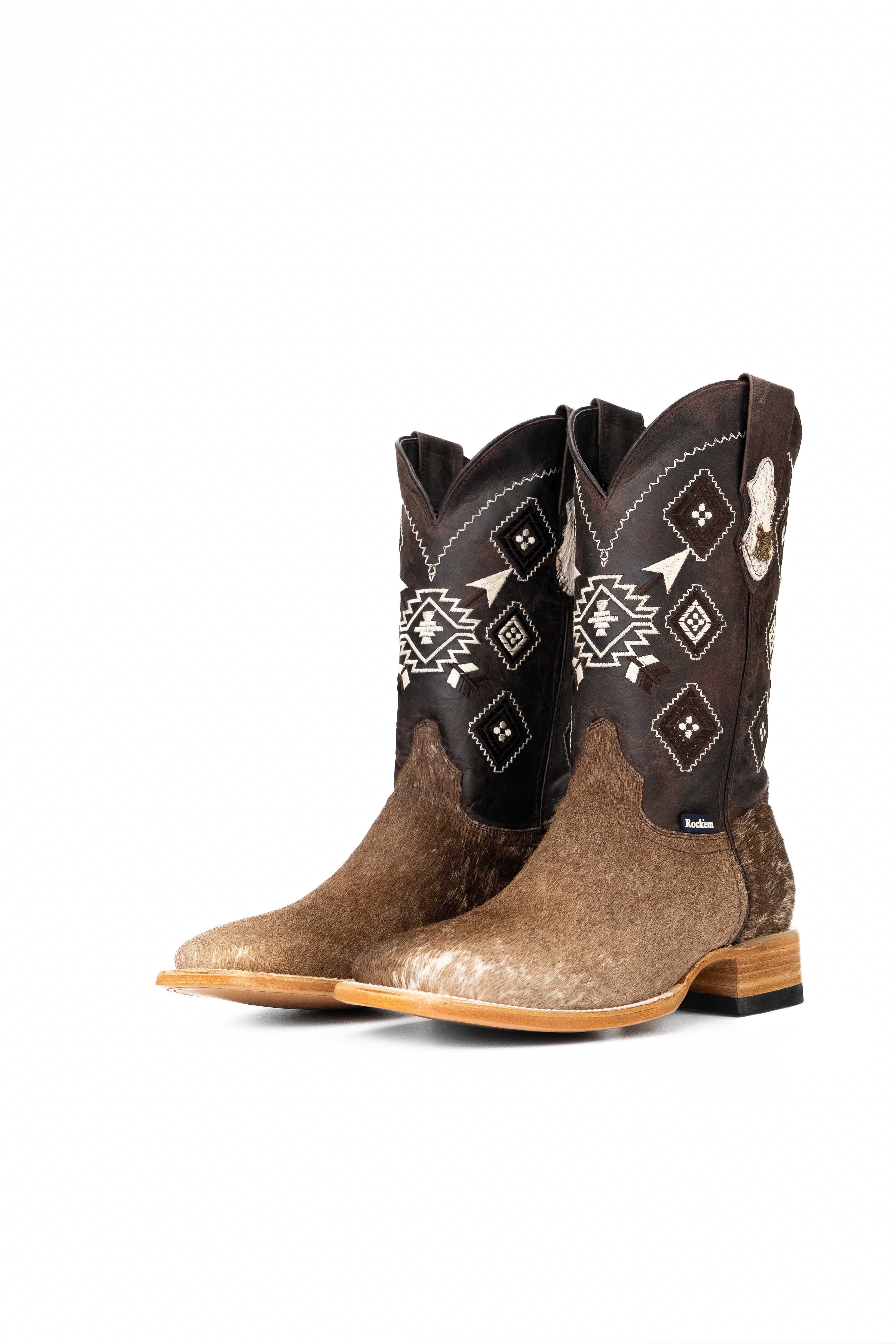 Authentic Men's Cowhide Square Toe Cowboy Boots - Size 11 - Western Style Rodeo Footwear - Perfect for Country Dancing, Rodeo Events & Casual Wear