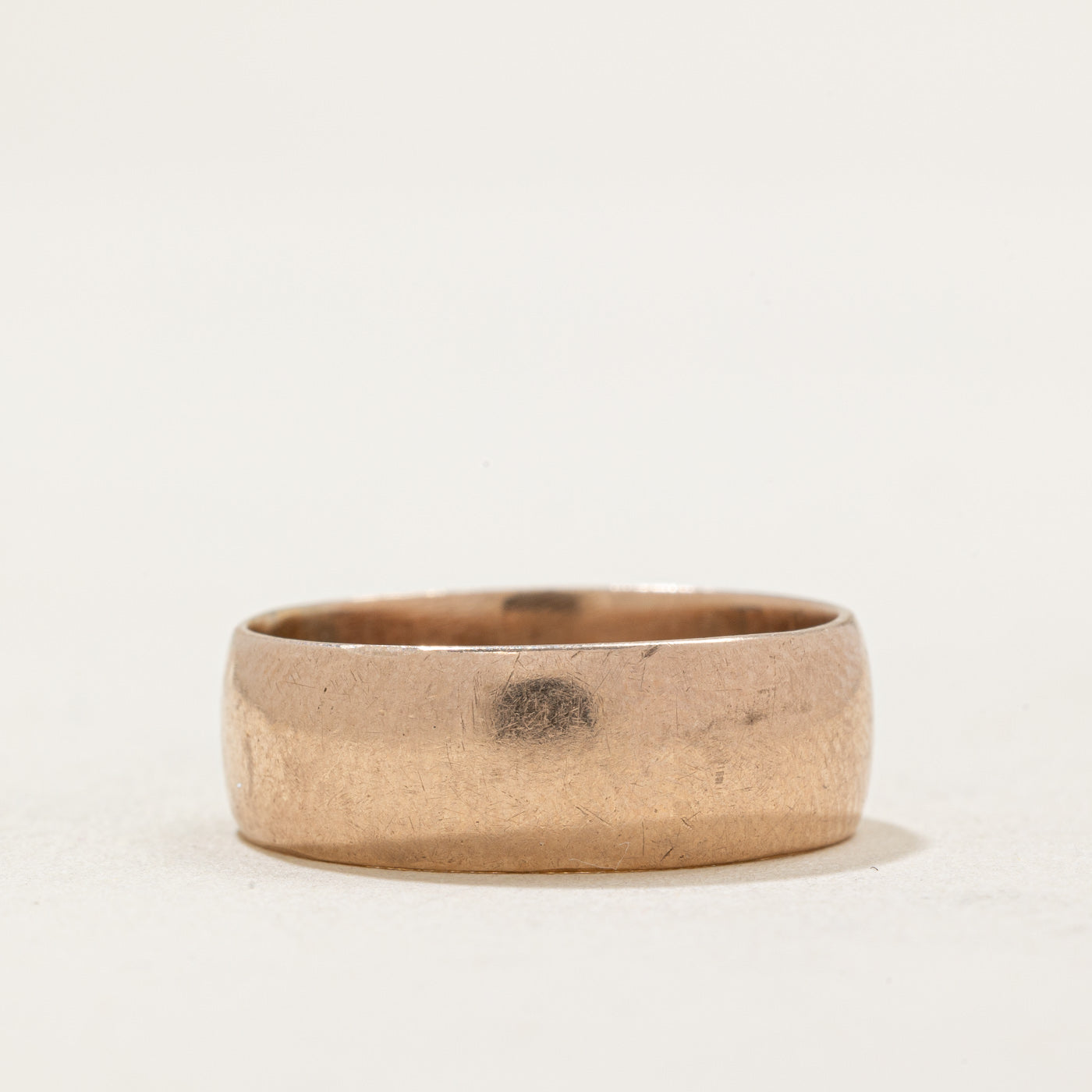 Vintage 9k Rose Gold Wedding Band - Pseudo Hallmarked, 6.65mm Width, Size 7.75 - Perfect for Engagement Rings, Anniversary Gifts & Romantic Occasions