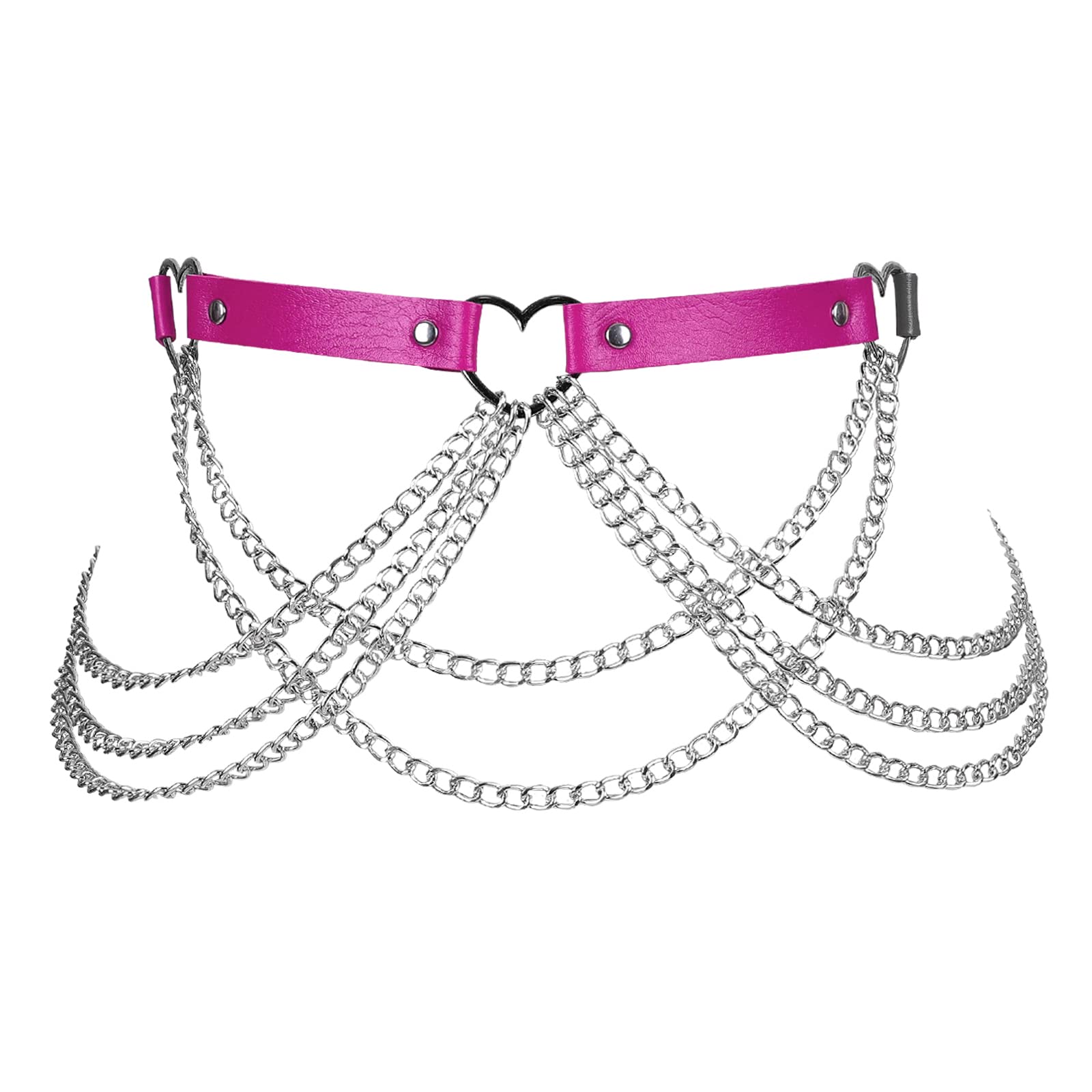 Women's Gothic Punk Fashion Leather Body Harness Belt with Adjustable Metal Chains - Perfect for Carnival, Dance Costumes, and Edgy Streetwear