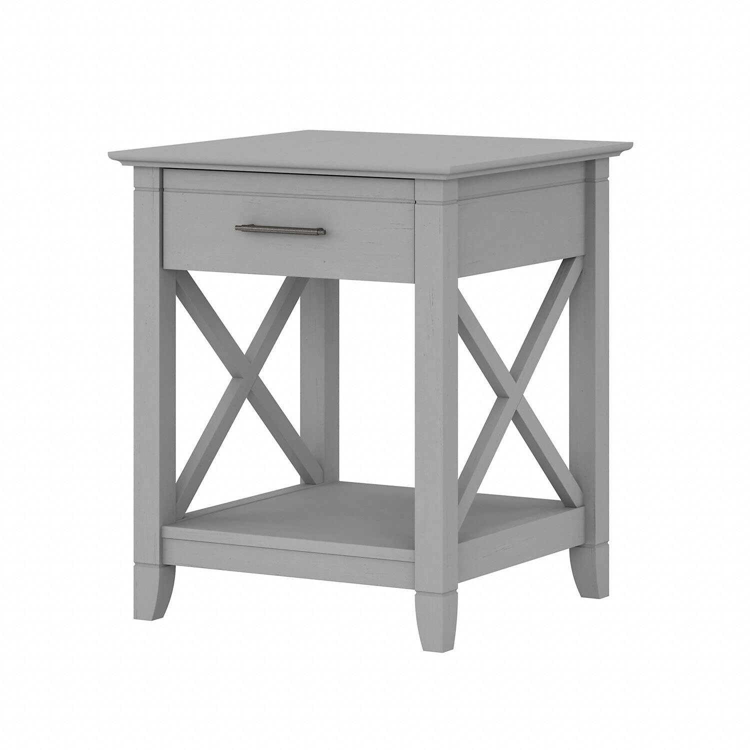 Bush Furniture Key West Nightstand with Drawer - Gray and White Bedside Table for Bedroom, Living Room & Guest Room - Compact Storage Solution for Small Spaces