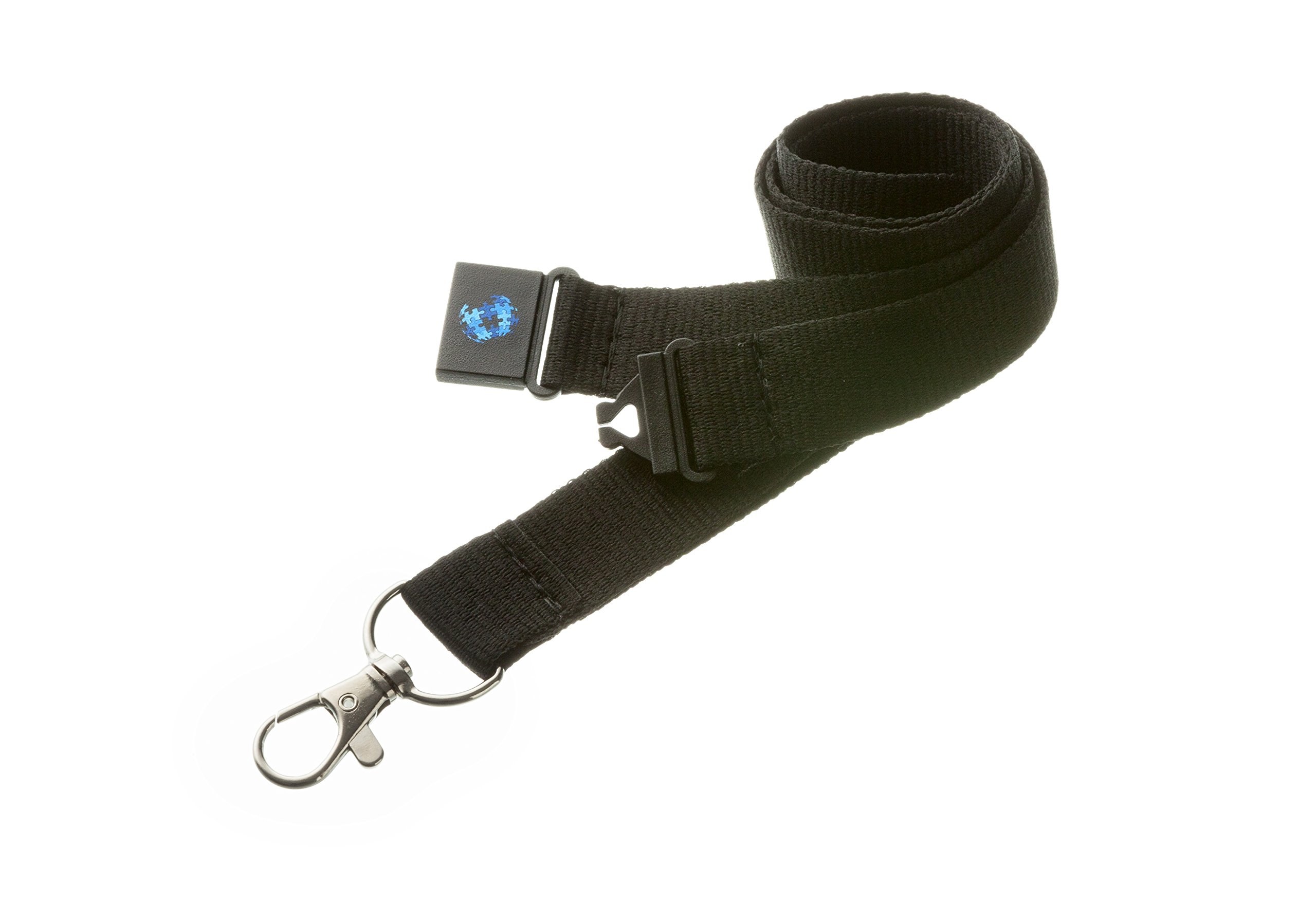 Premium 20mm Breakaway Lanyard with Safety Release - ID Badge Holder, Ski Pass & Whistle Strap (Black) by PAC SUPPLIES USA - Perfect for Work, Events & Outdoor Activities