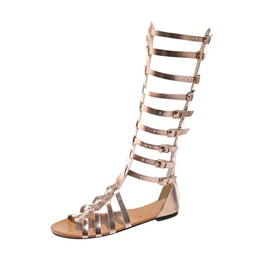 Women's Gladiator Sandals - Summer Casual Flat Shoes & Knee High Boots for Beach, Walking & Outdoor Activities | Comfortable Ladies Sandals for Vacation, Travel & Fashion