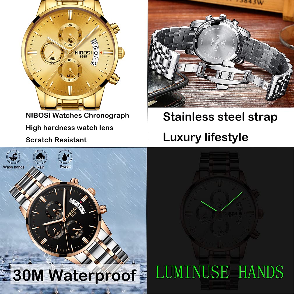 NIBOSI Luxury Men's Watch - Waterproof Chronograph for Sports & Gifts