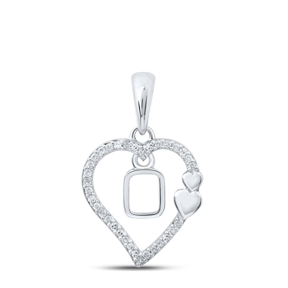 10kt White Gold Round Diamond Heart Letter Pendant for Women - 1/10 Cttw Solitaire Necklace - Perfect for Valentine's Day Gifts, Anniversary Presents & Everyday Elegance