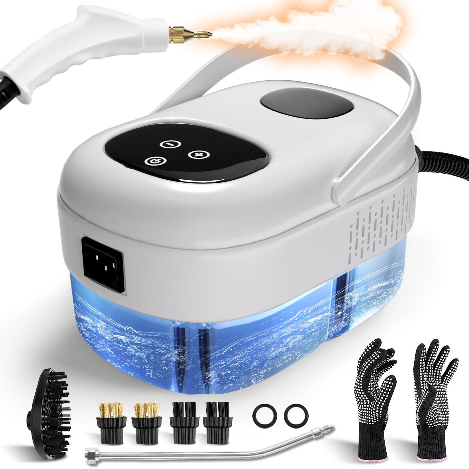 **2500W Powerful Handheld Steam Cleaner - Multi-Purpose Pressurized Steamer for Home, Car, Kitchen & Bathroom Tile Cleaning - Fast 15-Second Heating Portable Steam Mop - Perfect for Floors, Upholstery & Grout (White)**