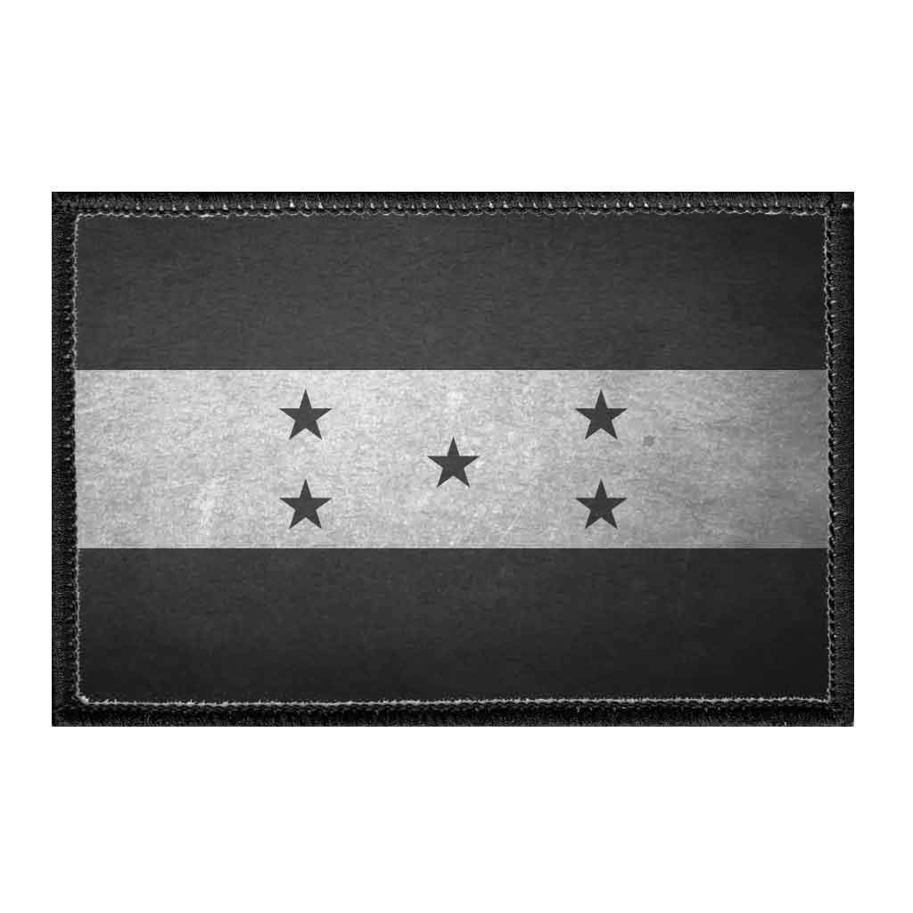 Distressed Black and White Honduras Flag Patch 2x3 inches - Hook and Loop Backing for Hats, Jackets, Vests & Denim - Perfect for DIY Crafts, Biker Gear, Military Style & Patriotic Fashion
