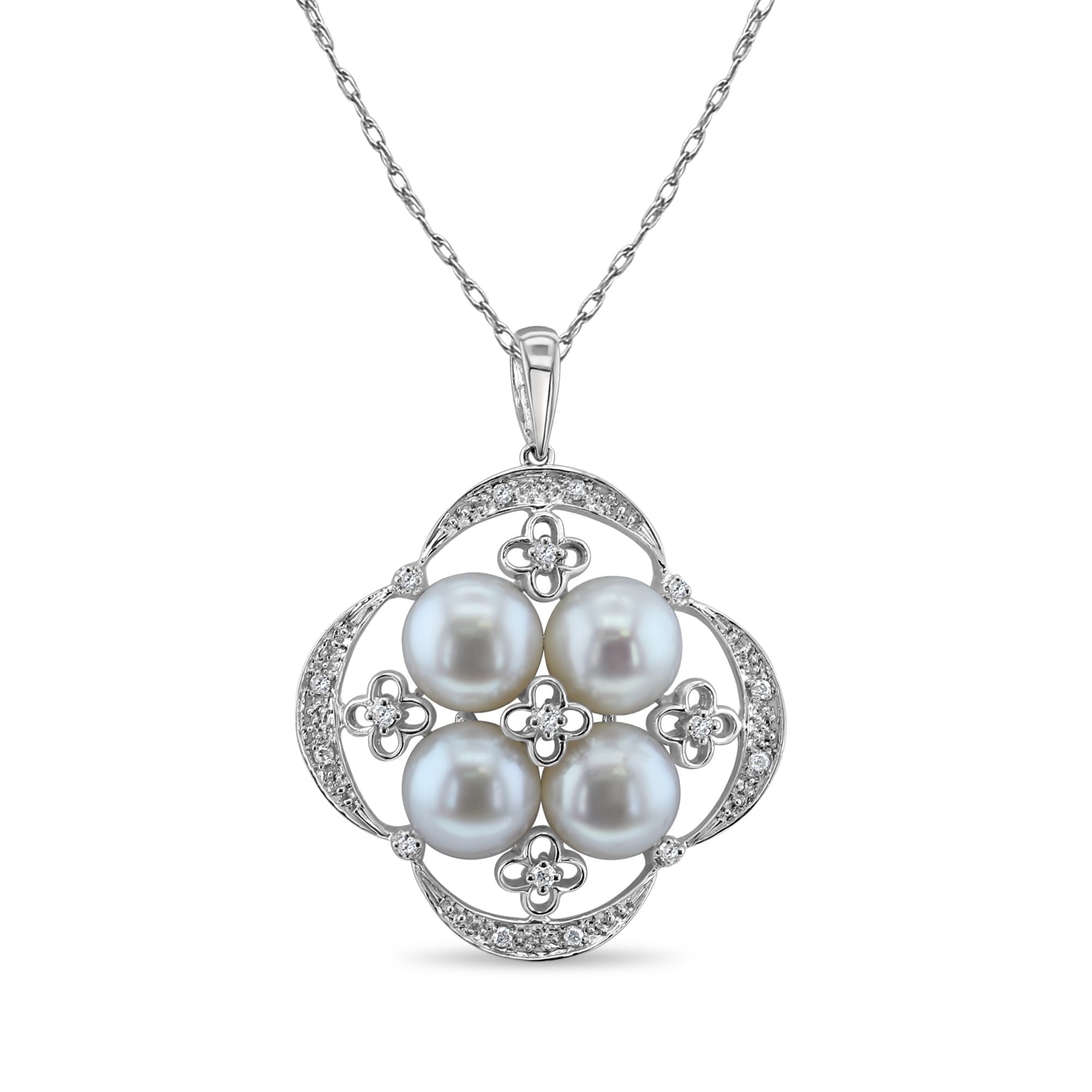 Elegant Freshwater Pearl & Pave Diamond Accent Necklace - Perfect for Weddings, Anniversaries & Special Occasions