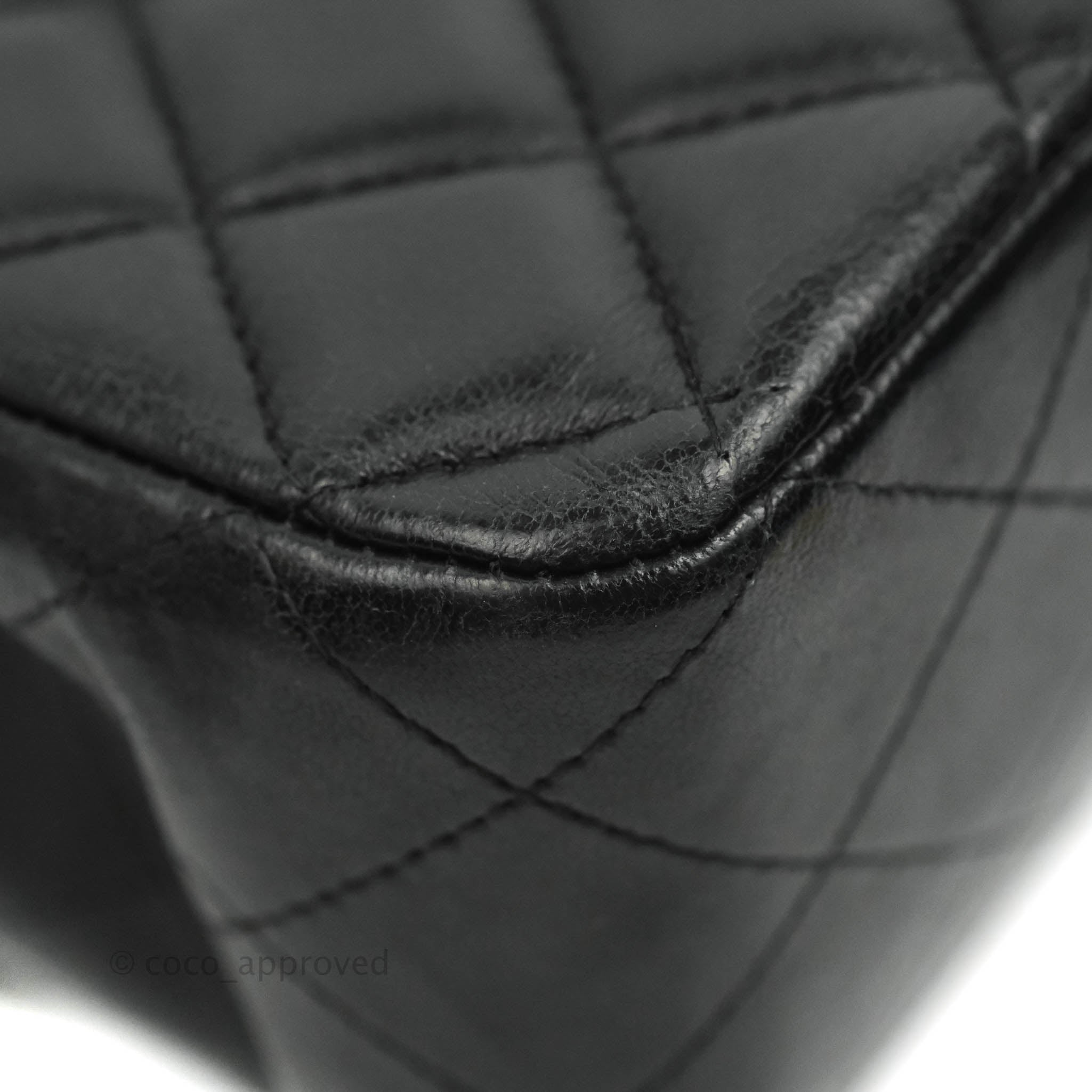 Chanel Classic M/L Medium Double Flap Bag - Black Lambskin Leather with Silver Hardware | Luxury Handbag for Women, Perfect for Work, Evening Events & Everyday Use