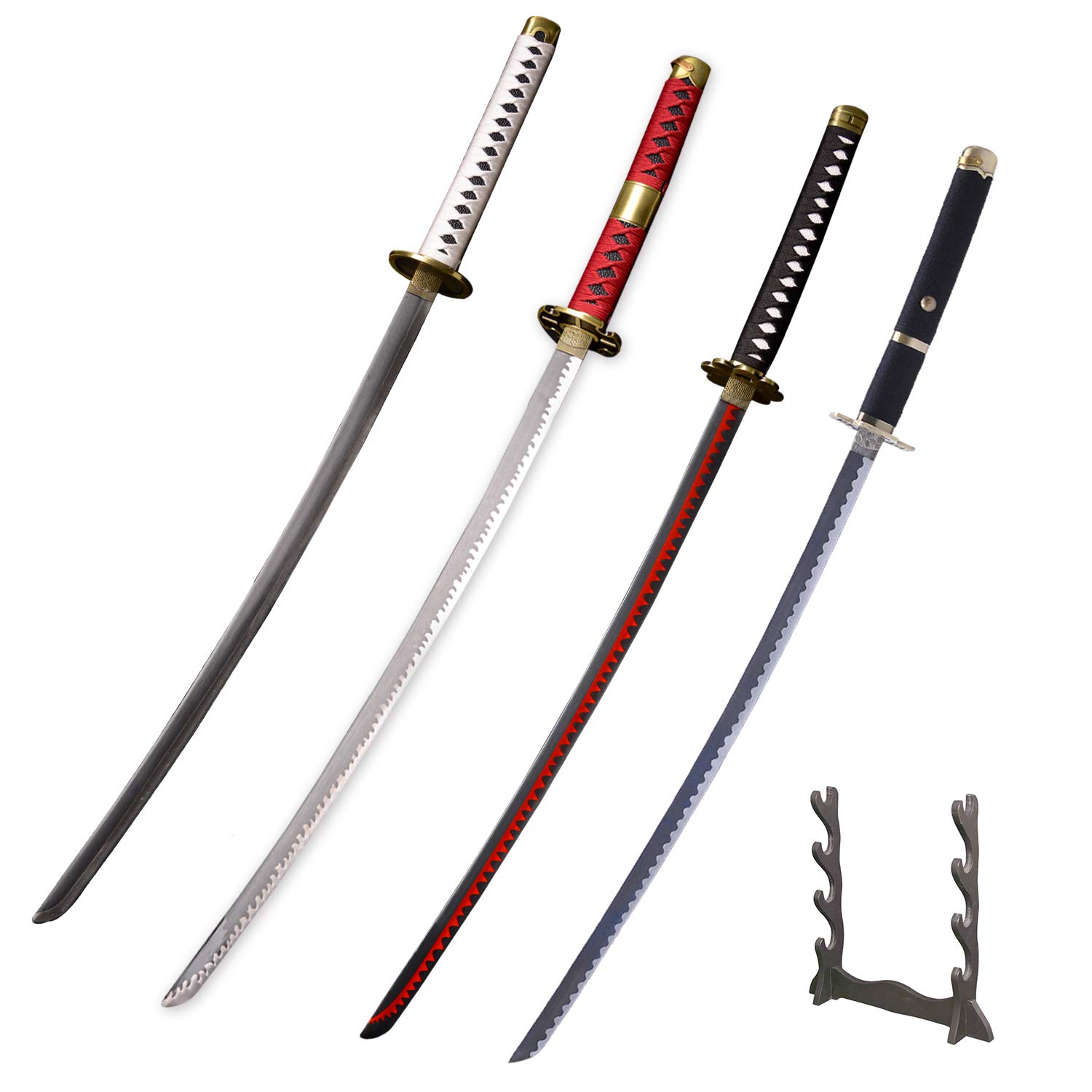 Handmade Roronoa Zoro Anime Cosplay Sword Set - 4 Piece Lengthened Katana Replica for One Piece Fans | Perfect for Halloween, Cosplay Events & Anime Collections