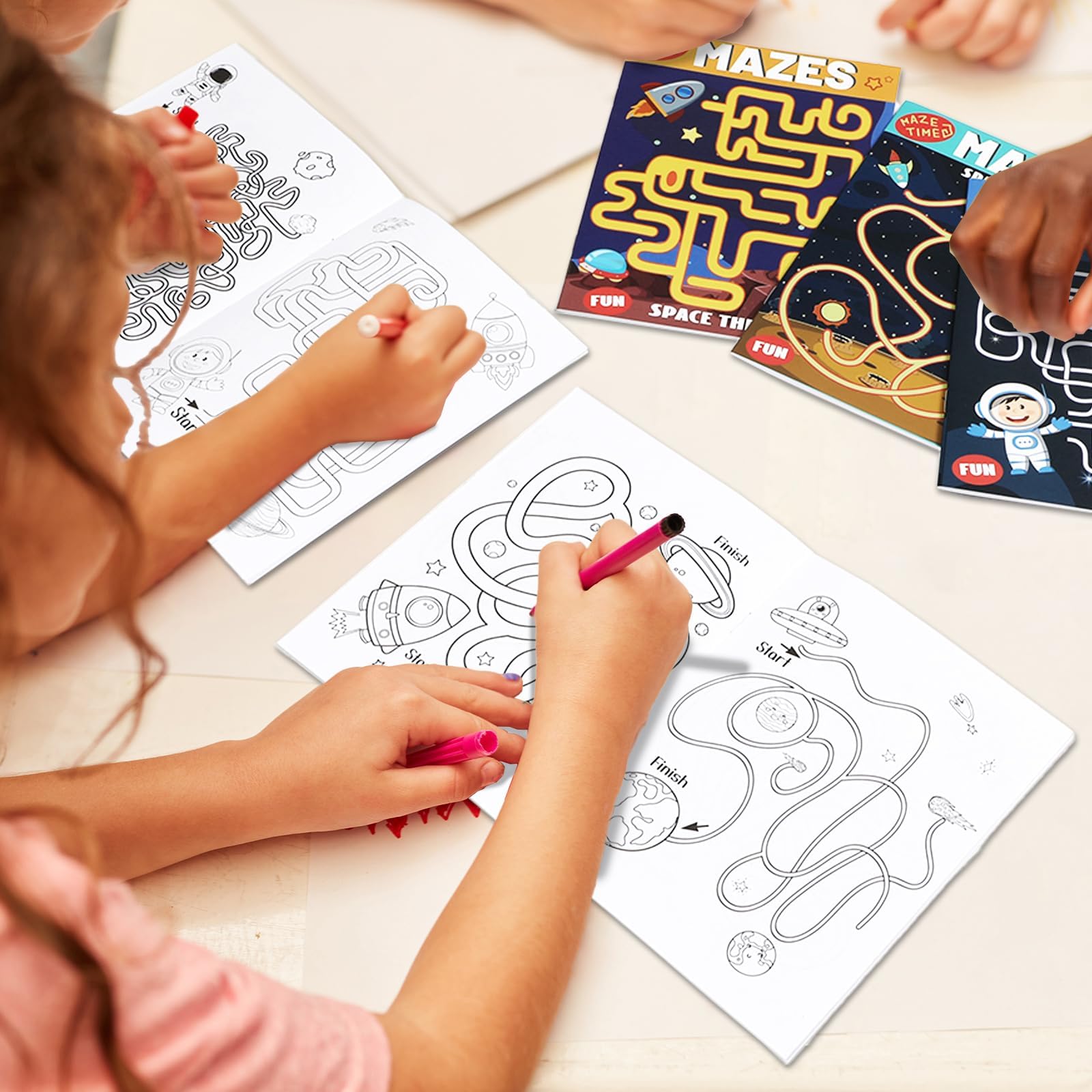 6-Pack Outer Space Maze Activity Books for Kids Ages 3-8 | 168 Pages Beginner Level Busy Books with Fun Games | Perfect Birthday Gifts & Travel Entertainment for Toddlers