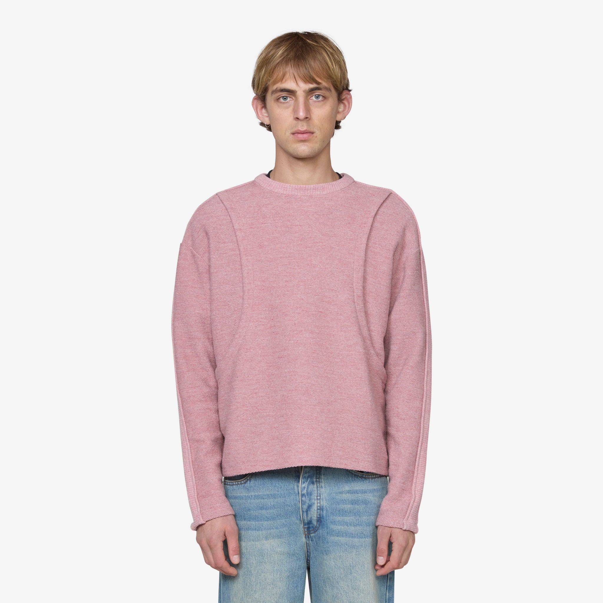 Women's Amanes Crewneck Sweater - Soft Pink Knit Pullover for Casual Wear | Perfect for Fall & Winter Outfits, Office & Weekend Style