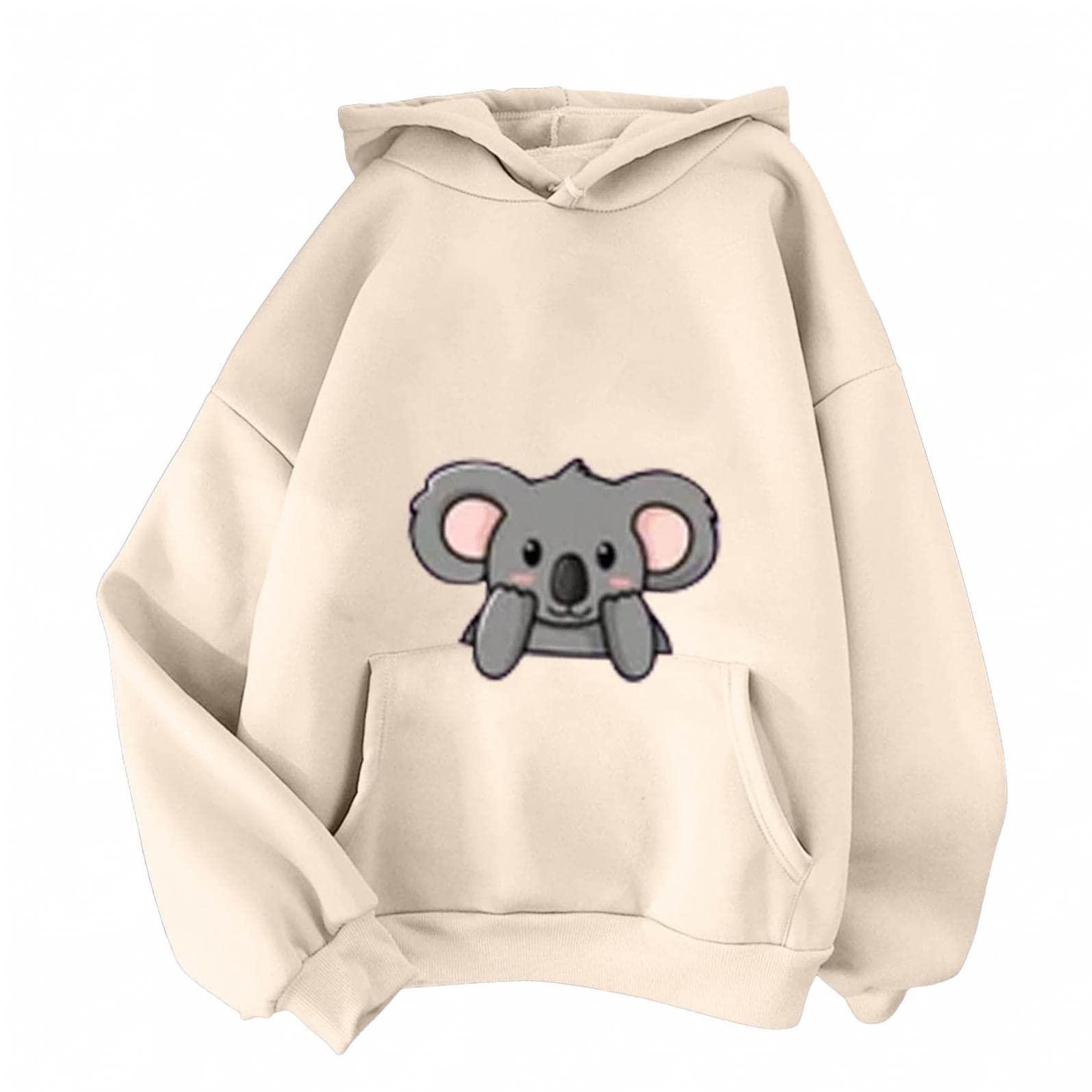 Cute Korean Cartoon Print Hooded Sweatshirt for Women & Teen Girls - Long Sleeve Pullover Crewneck Casual Hoodie | Perfect for School, Streetwear & Loungewear