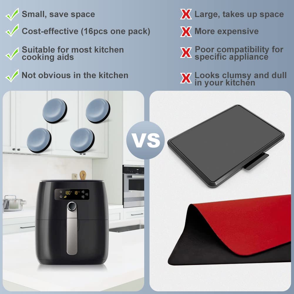 16PCS Appliance Sliders - Non-Slip Furniture Movers for Air Fryers, Bread Machines, Coffee Makers, Blenders & Kitchen Appliances | Easy Glide Pads for Smooth Movement on Countertops & Floors | Perfect for Small Spaces & Heavy Appliances