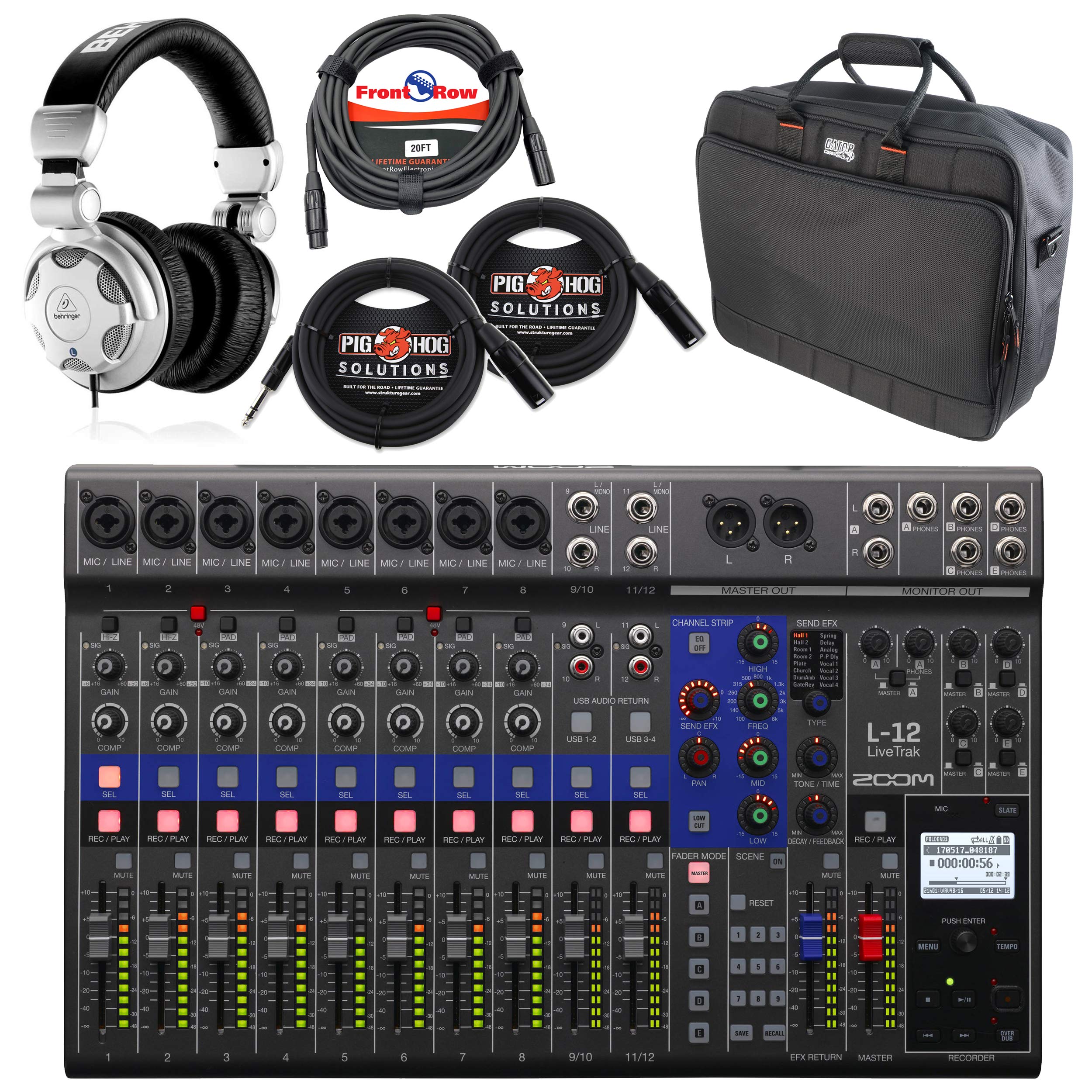 Zoom LiveTrak L-12 Digital Mixer with Case, Cables & Headphones - Professional Audio Mixing for Live Performances, Podcasting & Studio Recording