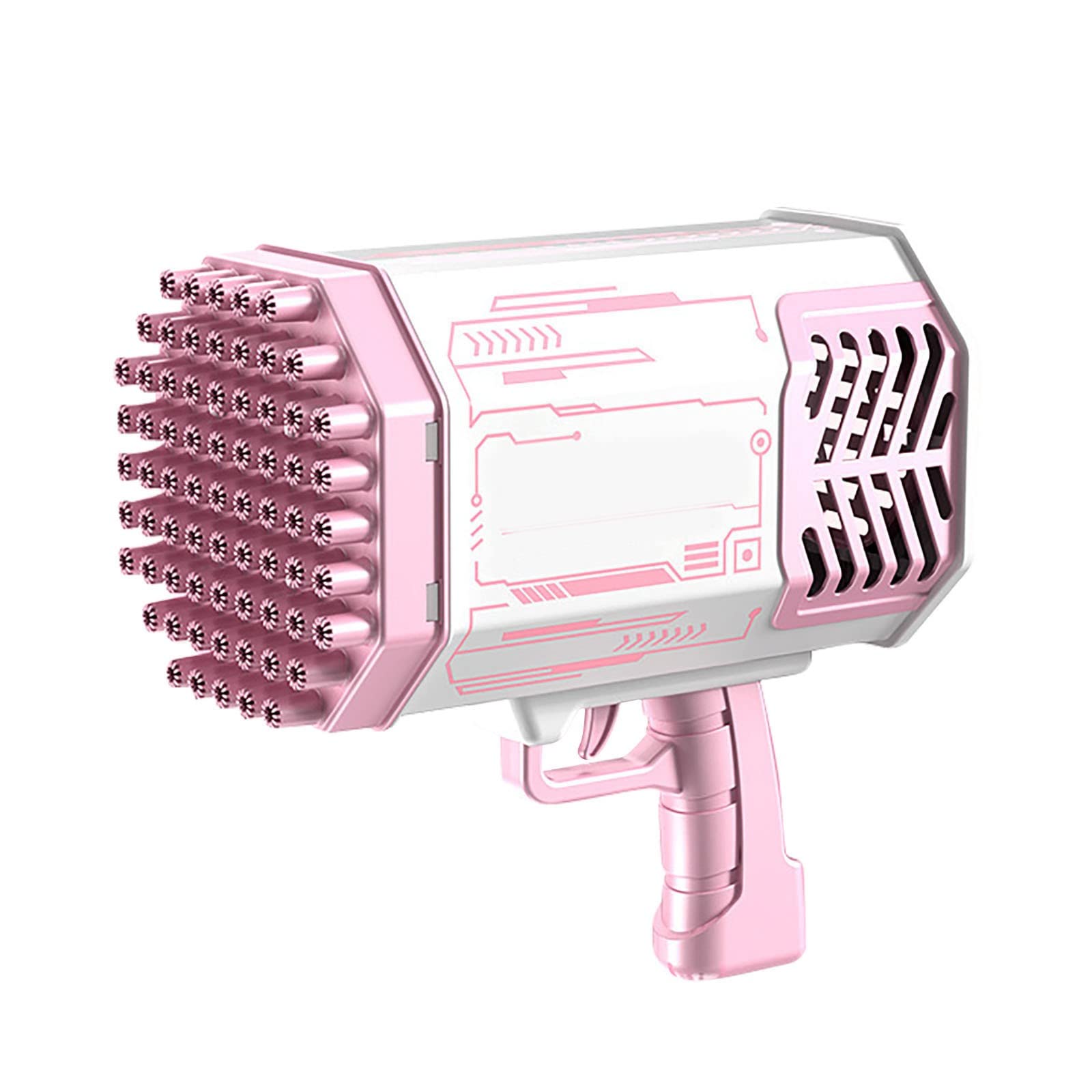 Upgraded YaoyaoK 69-Hole Bubble Blaster Gun with Colorful LED Lights - Bubble Solution Bazooka for Kids & Adults - Perfect for Summer Outdoor Parties, Backyard Fun, Birthday Celebrations & Park Play (Pink)