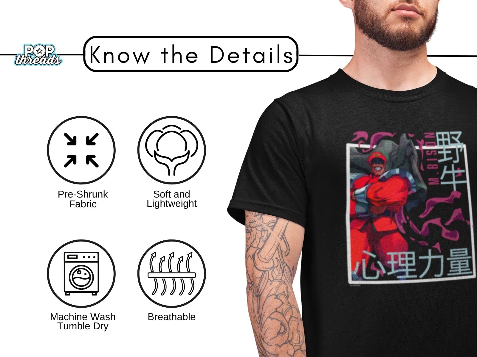 Street Fighter M. Bison Graphic T-Shirt - Vintage Gaming Tee for Men - Perfect for Cosplay, Conventions & Casual Wear