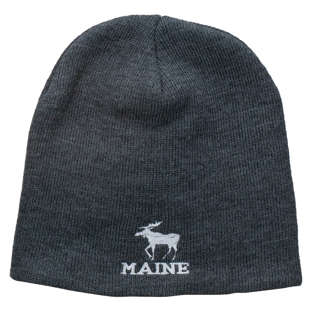 Maine State Moose Embroidered Beanie Hat - Warm Winter Knit Cap for Men & Women - Perfect for Outdoor Activities, Hiking, and Cold Weather Fashion