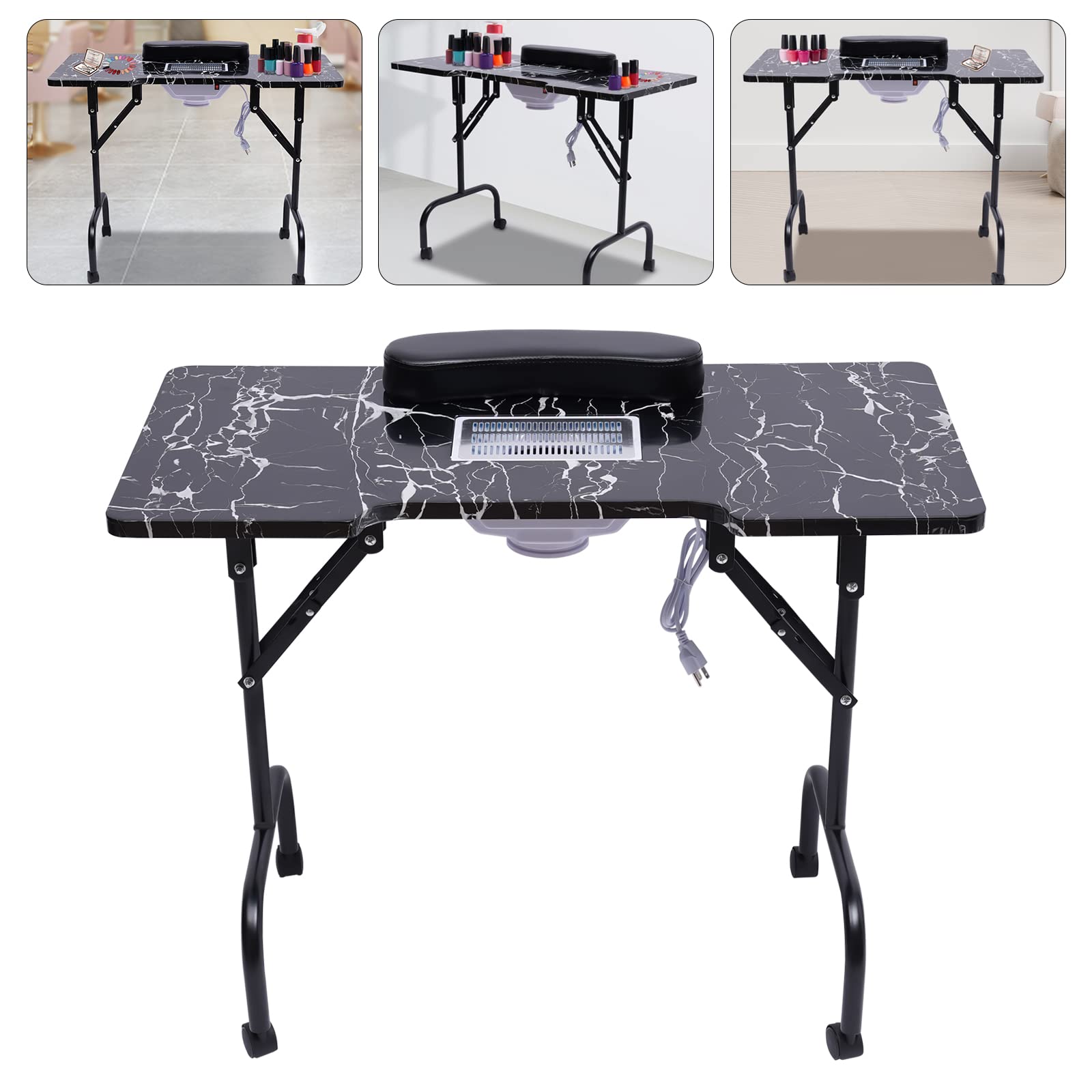 Foldable Manicure Table with Dust Collector - Portable Nail Salon Desk for Professionals & Home Use | Beauty Salon, Barber Shop & Home Manicure Station | Compact & Space-Saving Design for Small Spaces