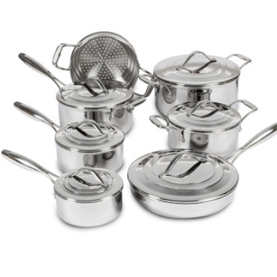 LAGOSTINA 13-Piece 5-Ply Stainless Steel Cookware Set - Premium Kitchen Cookware with Blemished Packaging & Full Warranty (Model L607612613) - Perfect for Home Cooking, Professional Chefs & Gift Giving