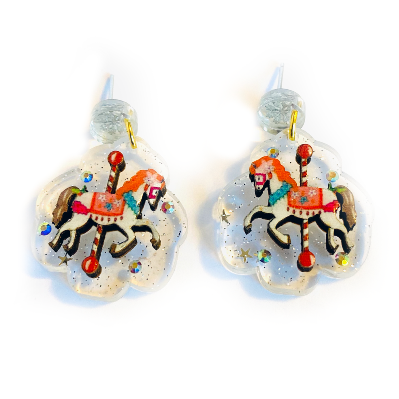 Christmas Carousel Earrings by Rosie Rose Parker - Festive Holiday Jewelry for Women, Unique Christmas Gift for Her - Perfect for Parties, Gift Exchanges & Seasonal Celebrations