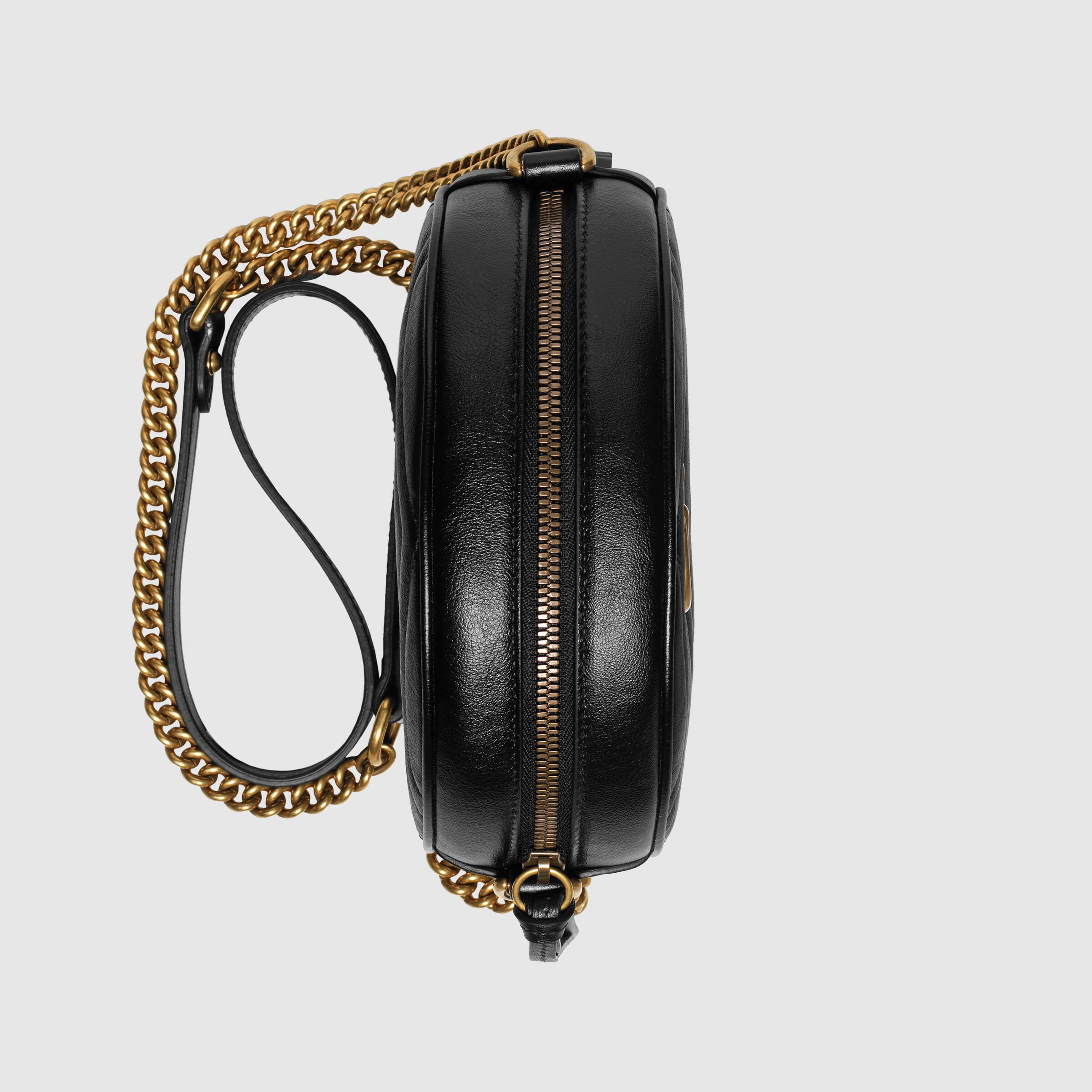 Gucci GG Marmont Mini Round Shoulder Bag for Women - Black Leather Crossbody Purse | Perfect for Date Night, Parties & Everyday Use