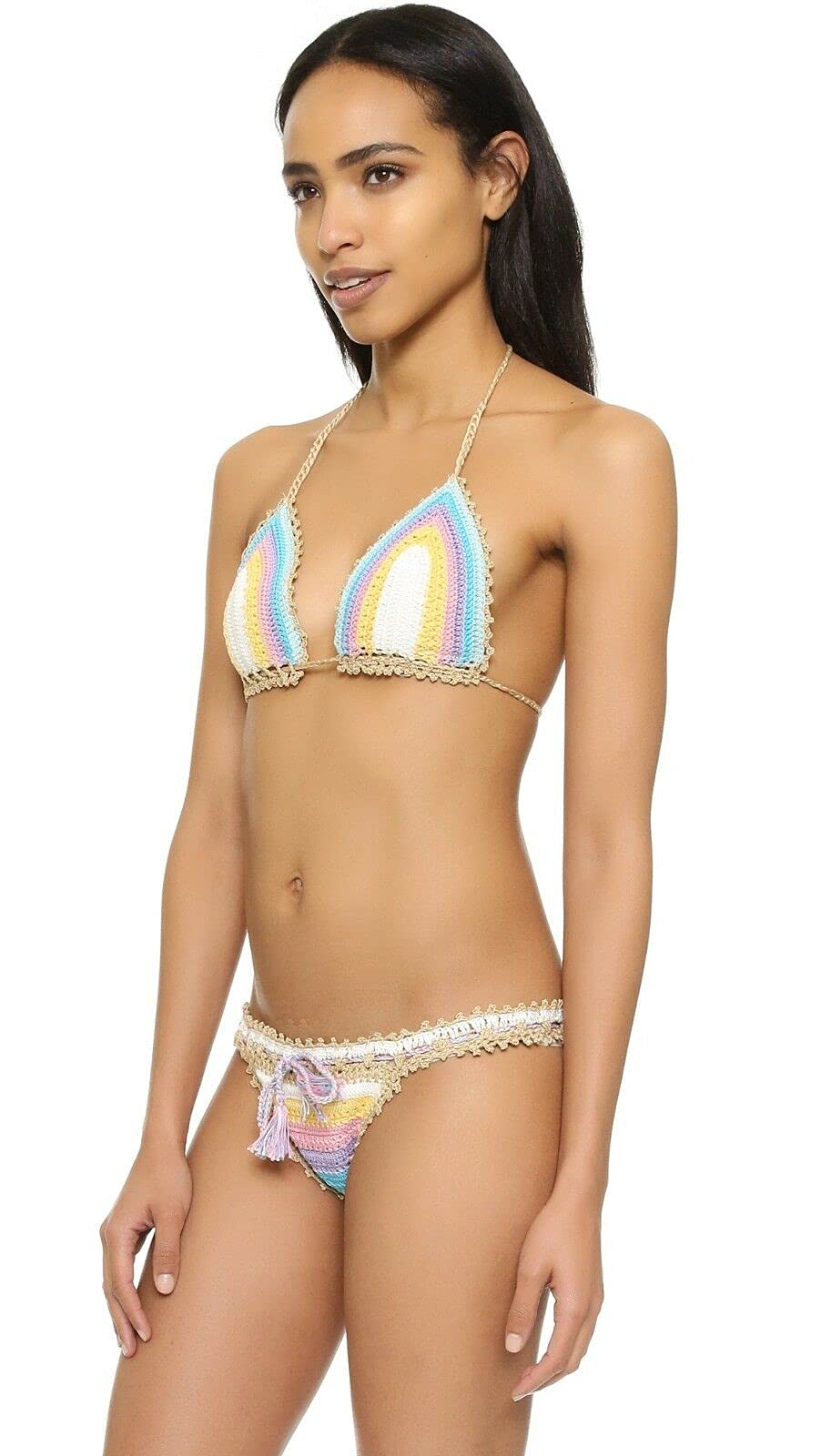 PilyQ Romantic Crochet Triangle Bikini Top for Women - Medium Size | Sexy Beachwear for Summer Vacation & Pool Party