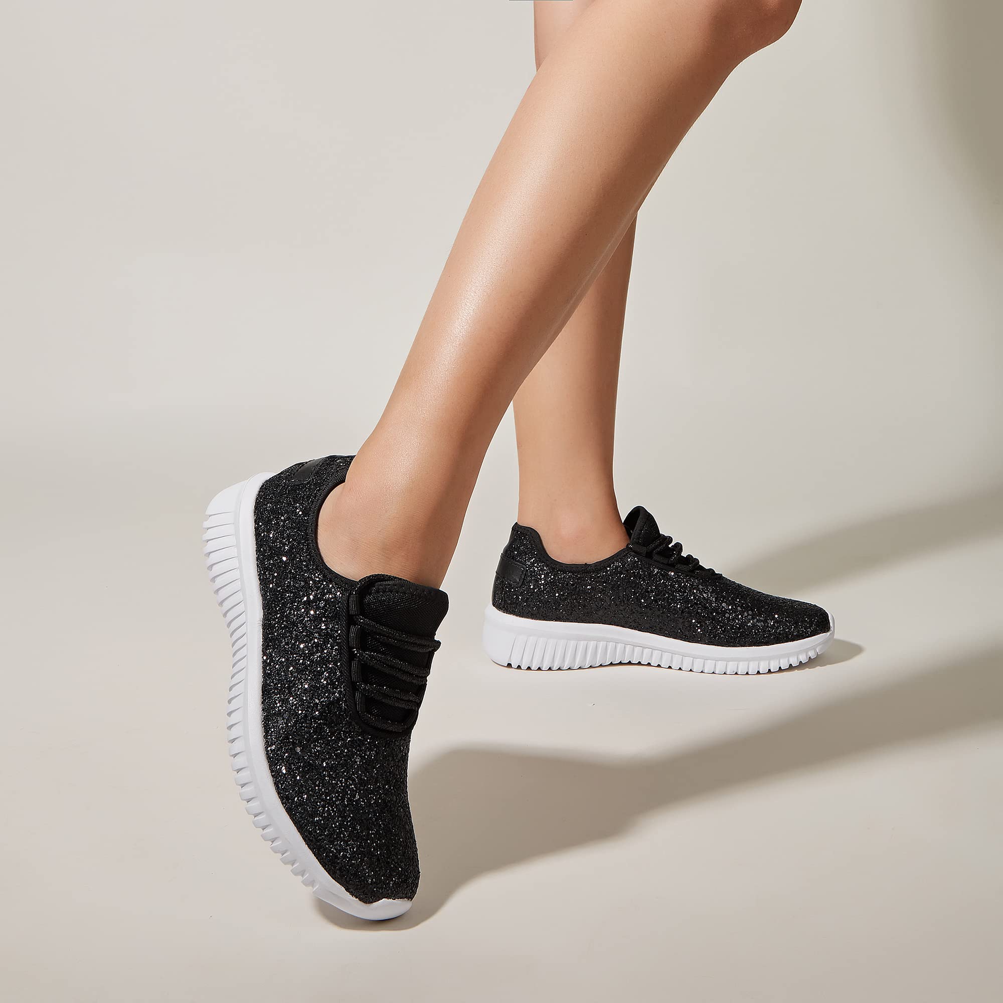 K KIP WOK Women's Fashion Glitter Slip-On Sneakers - Lightweight Running Tennis Walking Shoes for Women | Perfect for Casual Wear, Gym Workouts & Daily Activities
