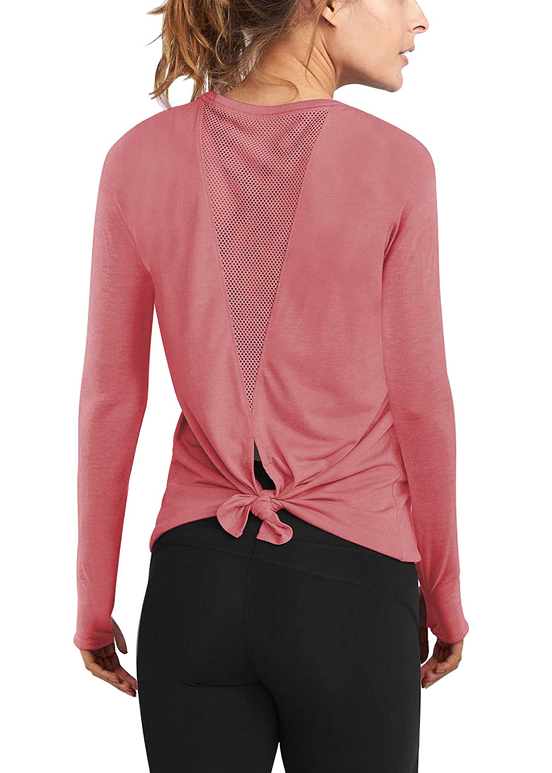 Women's Mippo Long Sleeve Workout Shirts - Yoga Tops with Open Back Design for Running & Athletic Activities | Gym, Yoga, Pilates & Outdoor Sports Apparel